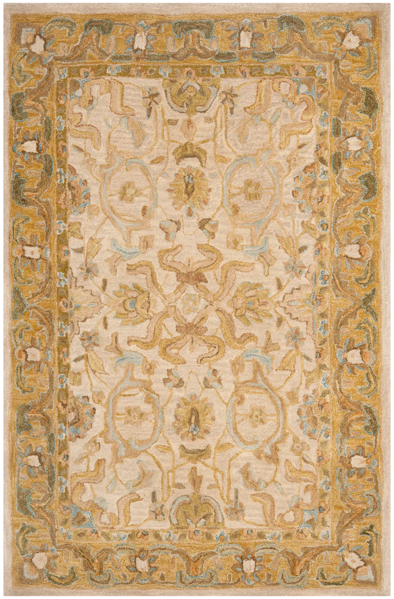 Anatolia Arabesque Floral Hand-Tufted Shag Wool Rug