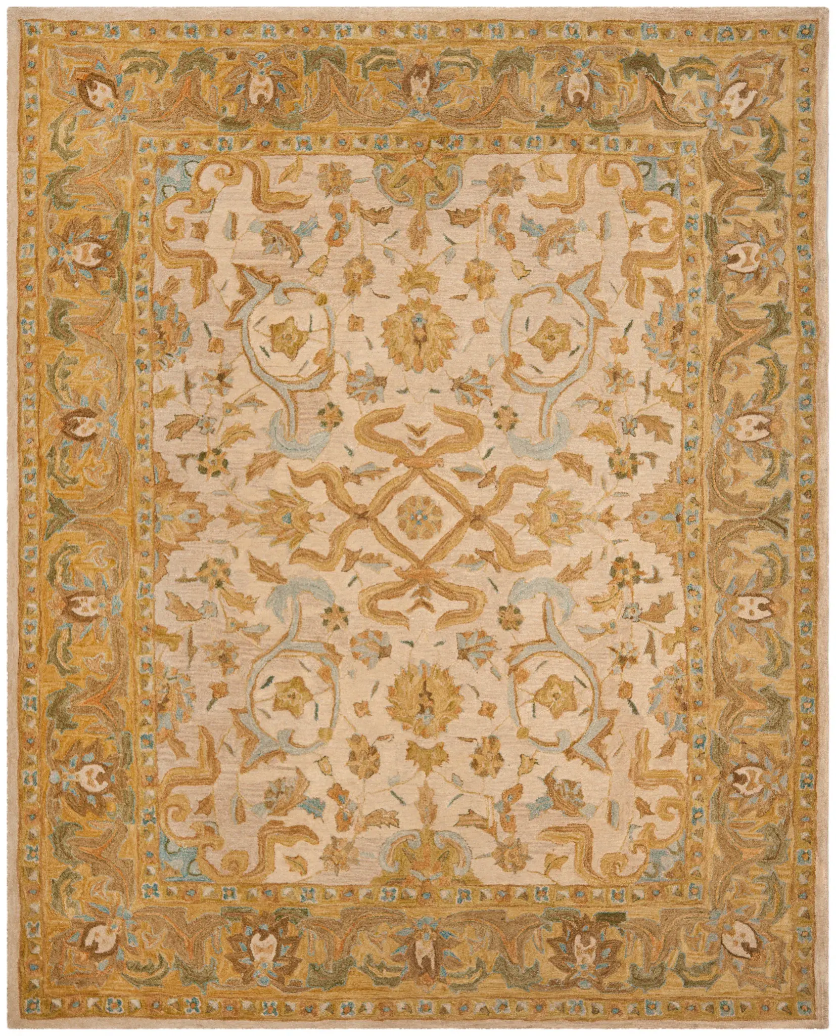 Anatolia Arabesque Floral Hand-Tufted Shag Wool Rug