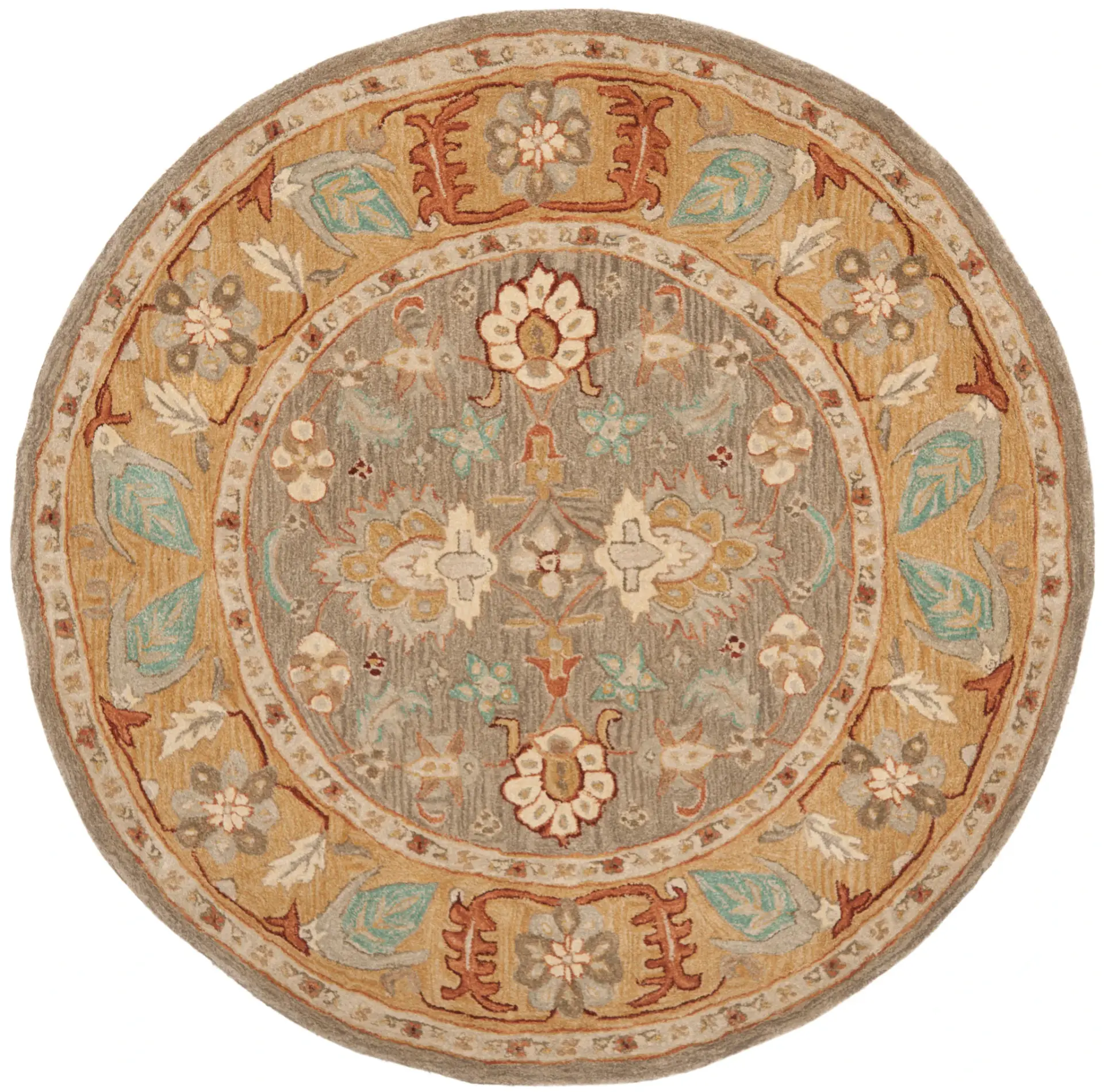 Anatolia Palmette Medallion Hand-Tufted Shag Wool Rug