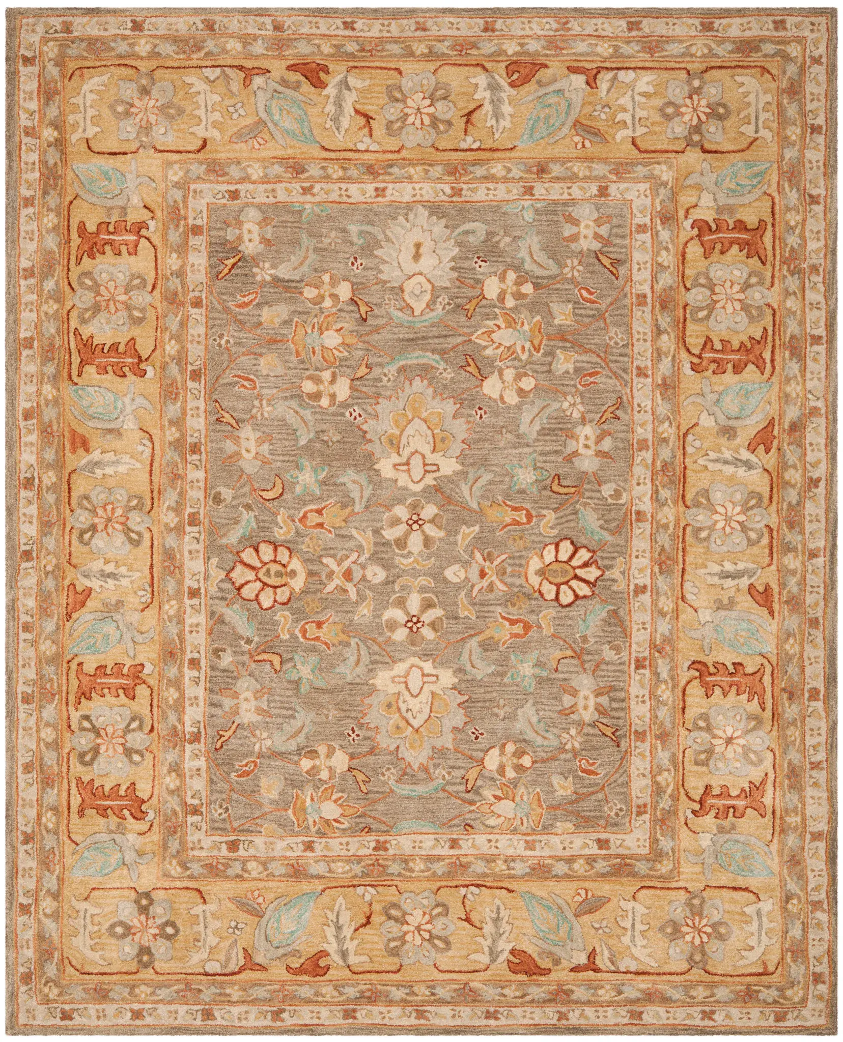 Anatolia Palmette Medallion Hand-Tufted Shag Wool Rug