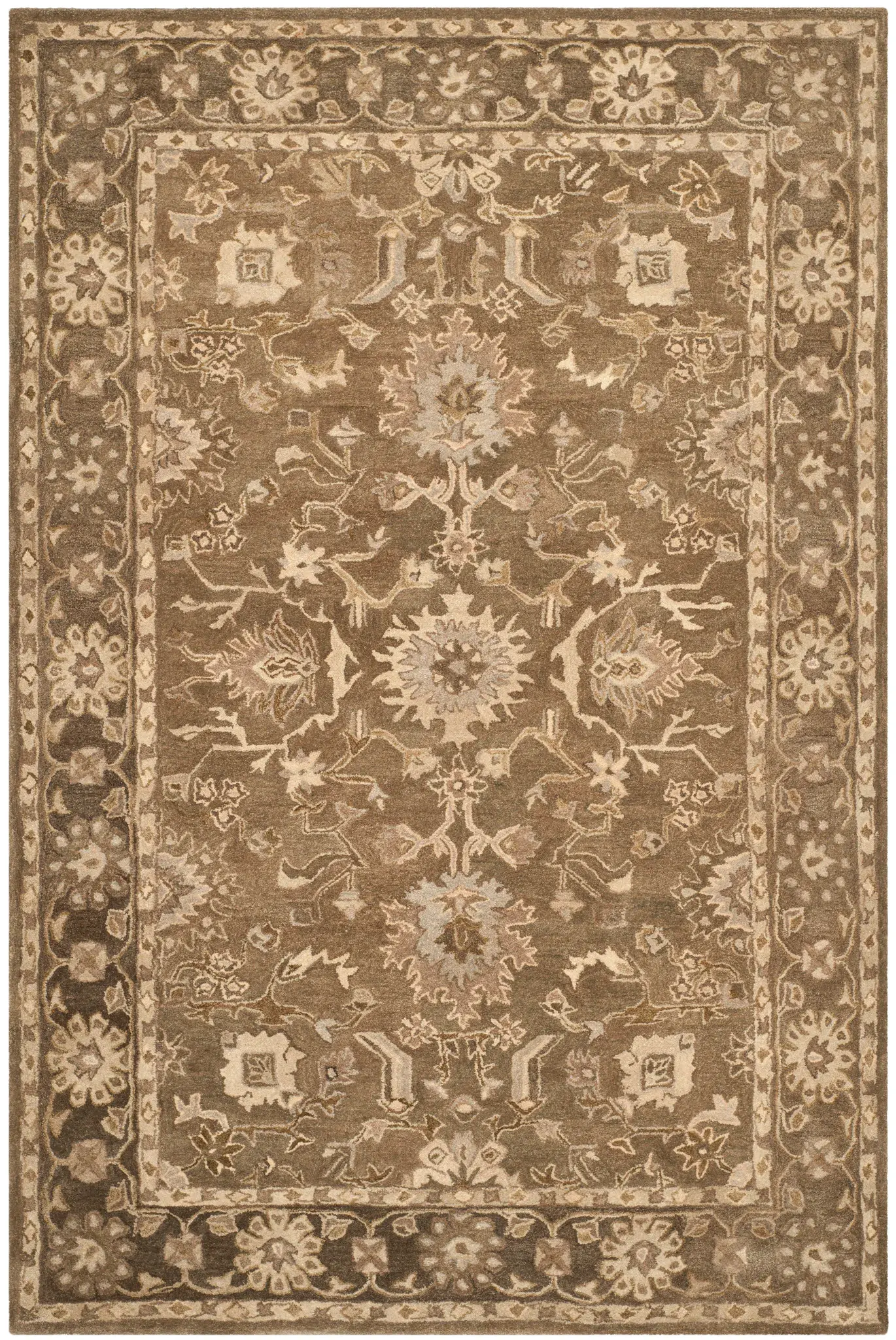 Anatolia Round Floral Border Hand-Tufted Wool Rug