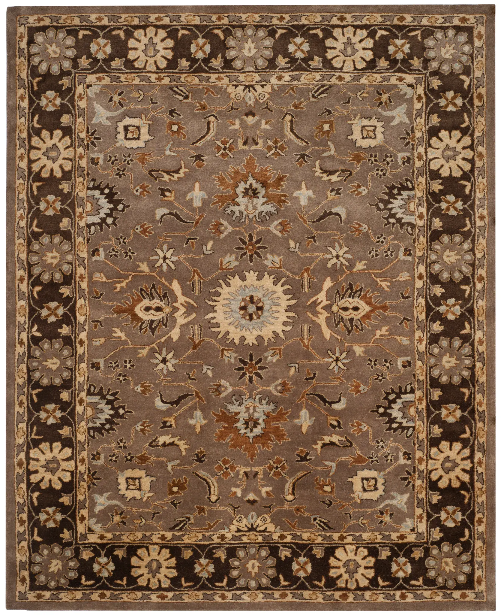 Anatolia Round Floral Border Hand-Tufted Wool Rug