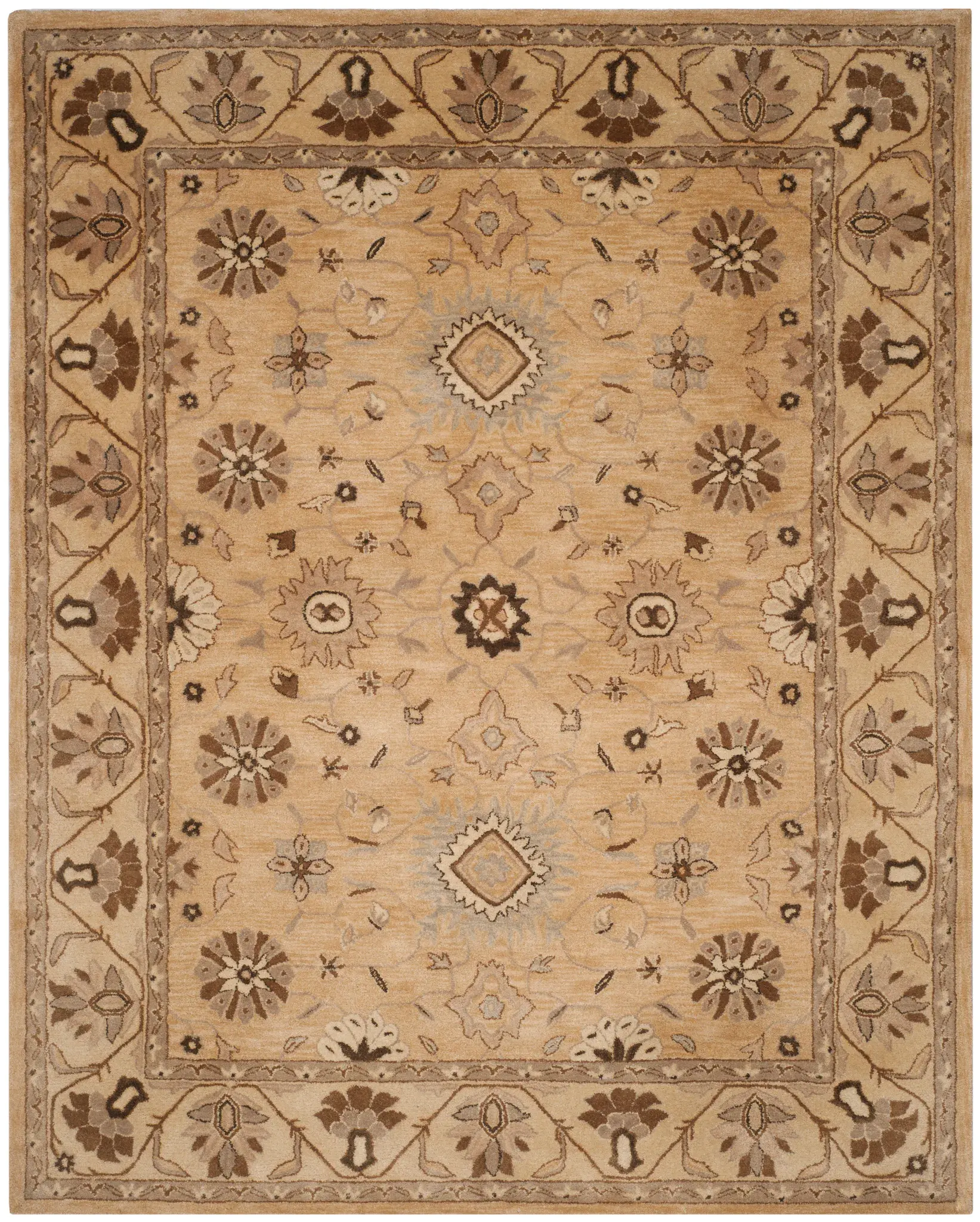 Anatolia Round Floral Border Hand-Tufted Wool Rug
