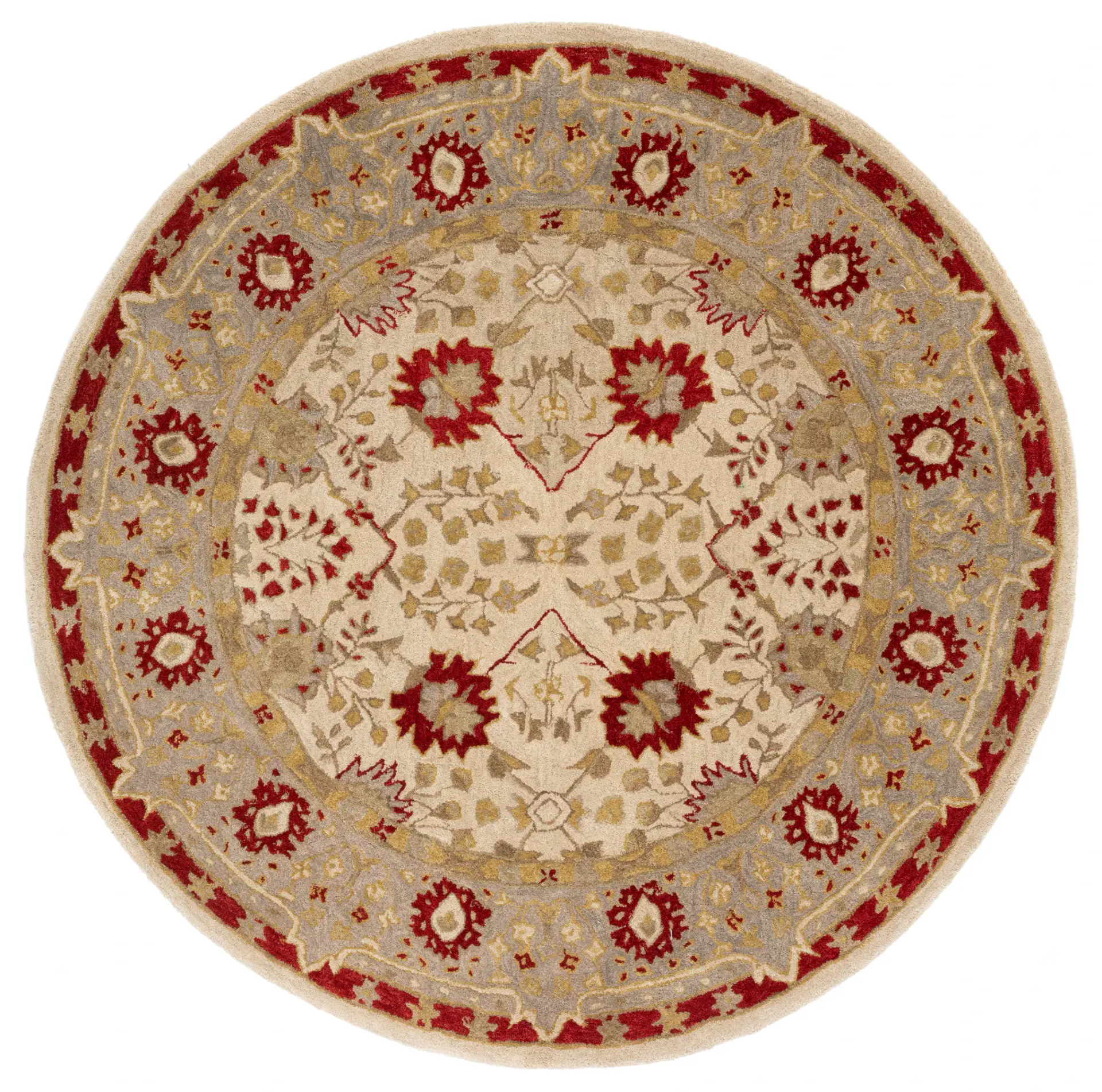 Anatolia Palmette Border Hand-Tufted Shag Wool Rug