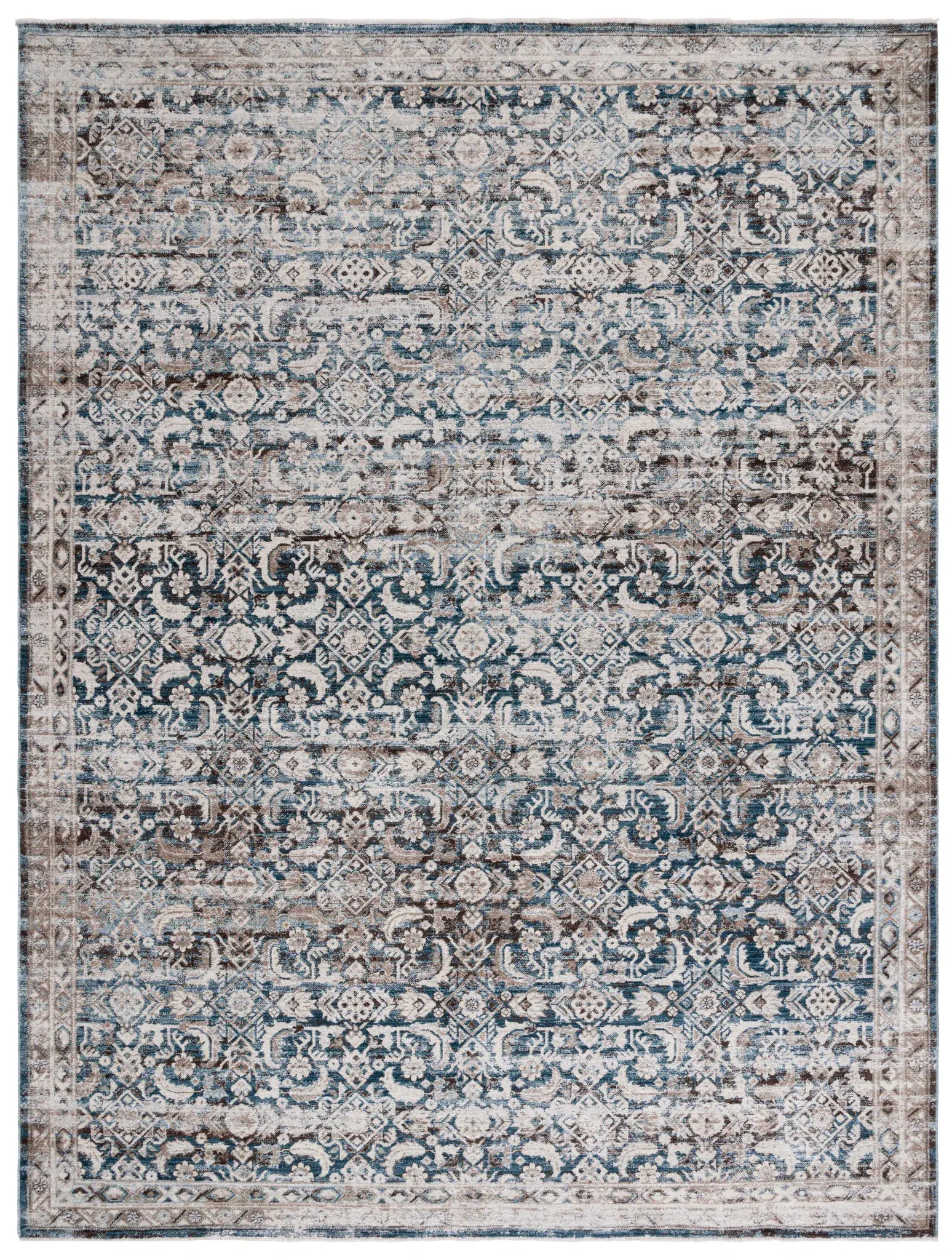 Antique Patina Distressed Floral Rug