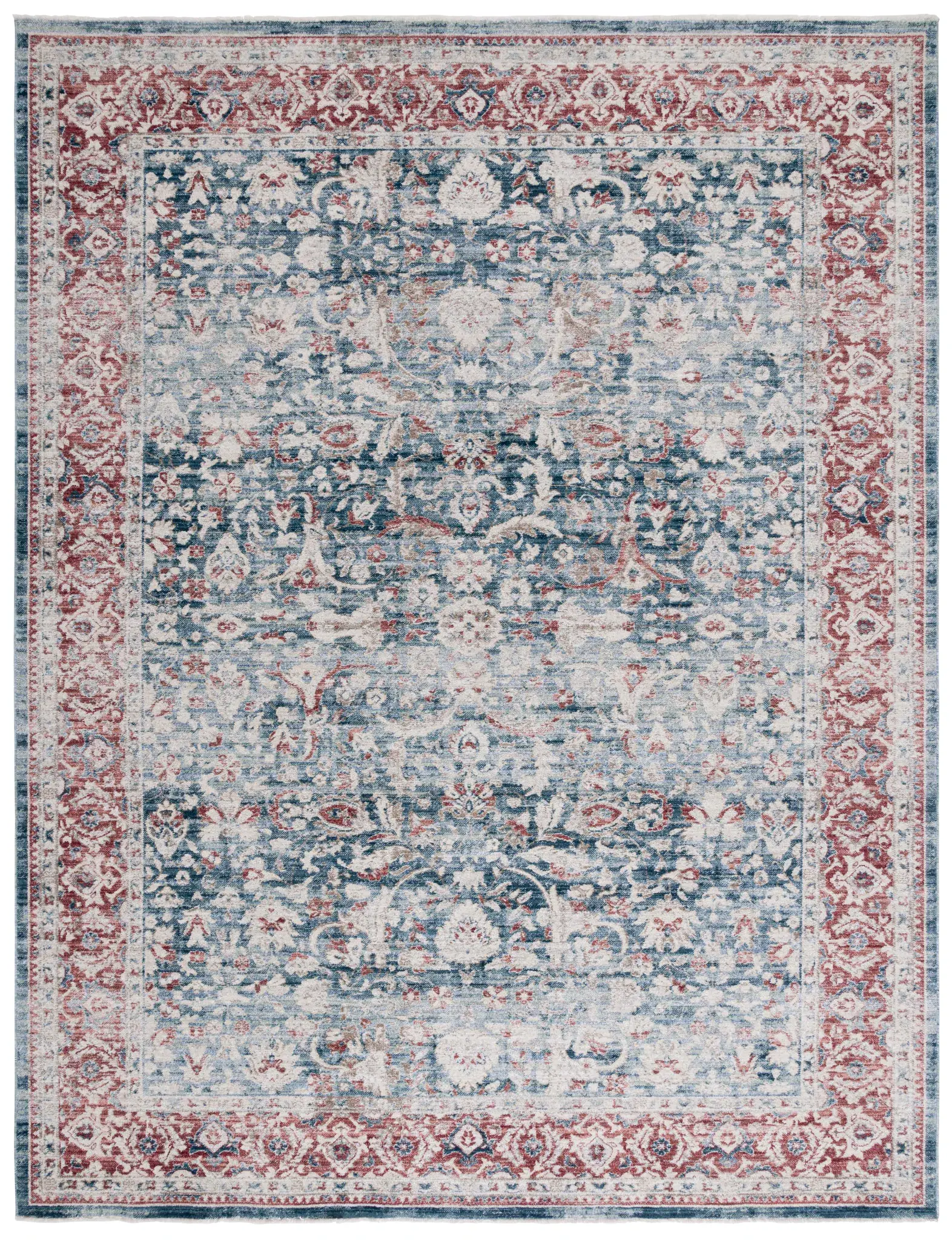 Antique Patina Floral Bordered Rug
