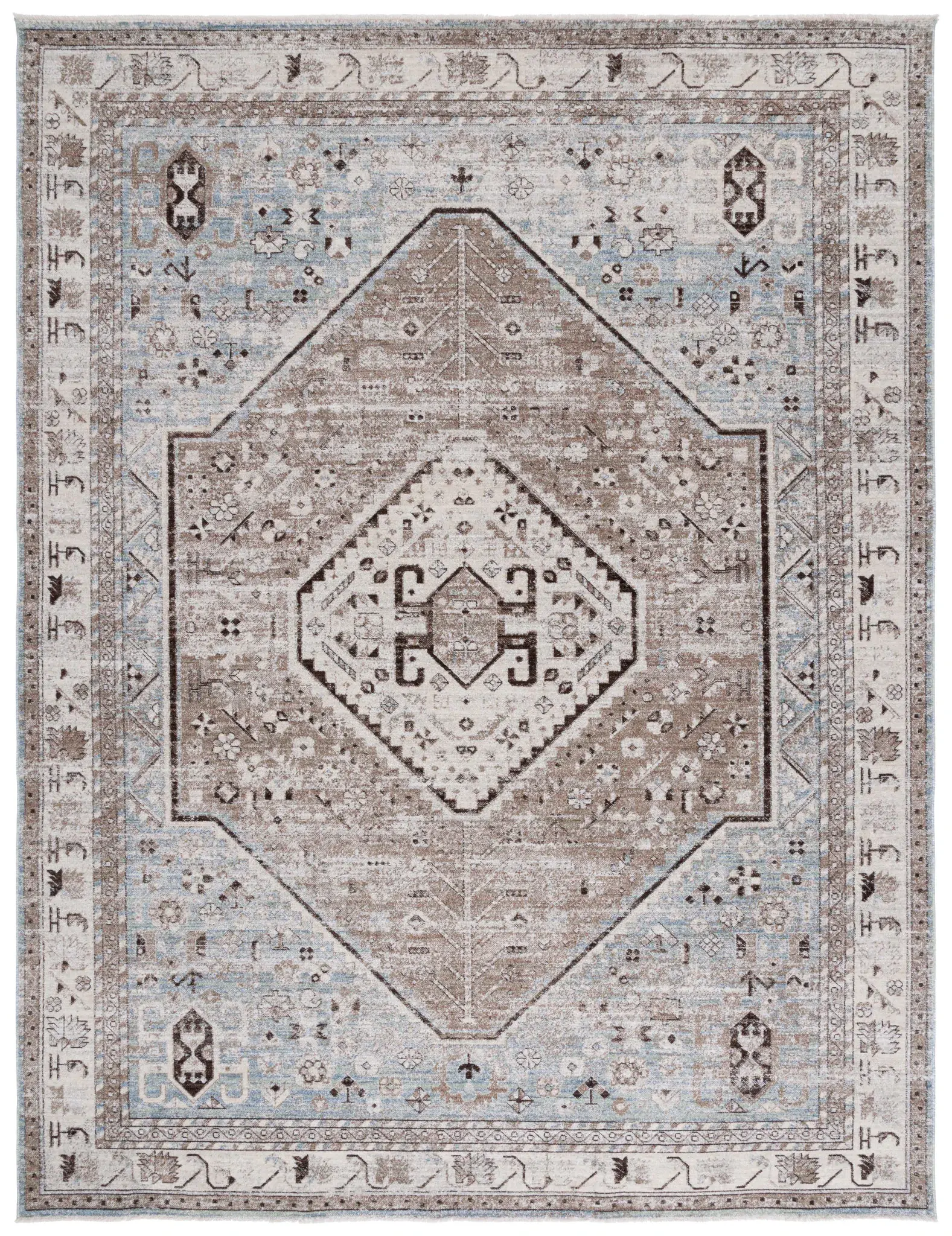 Antique Patina Diamond Medallion Rug