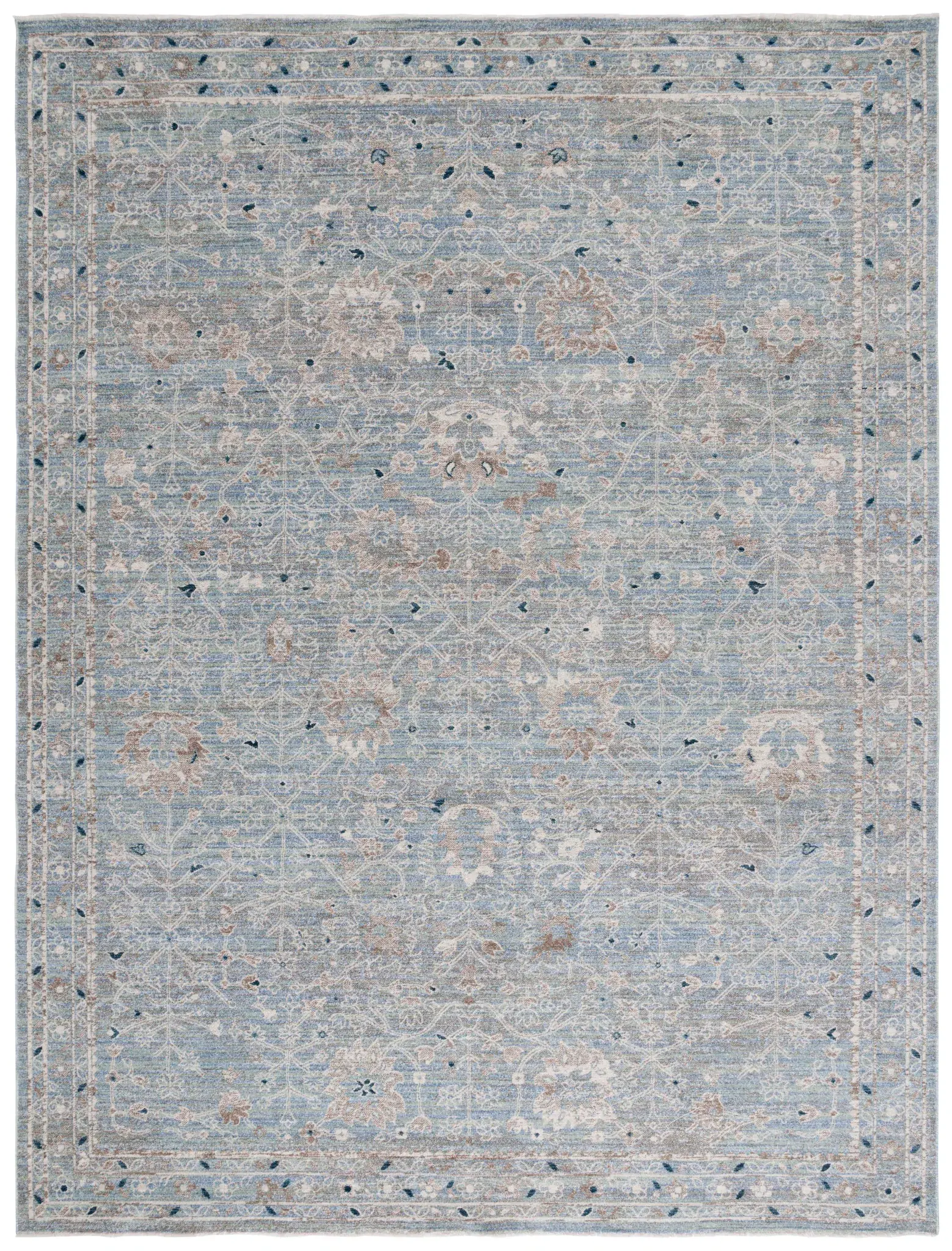 Antique Patina Bordered Floral Rug