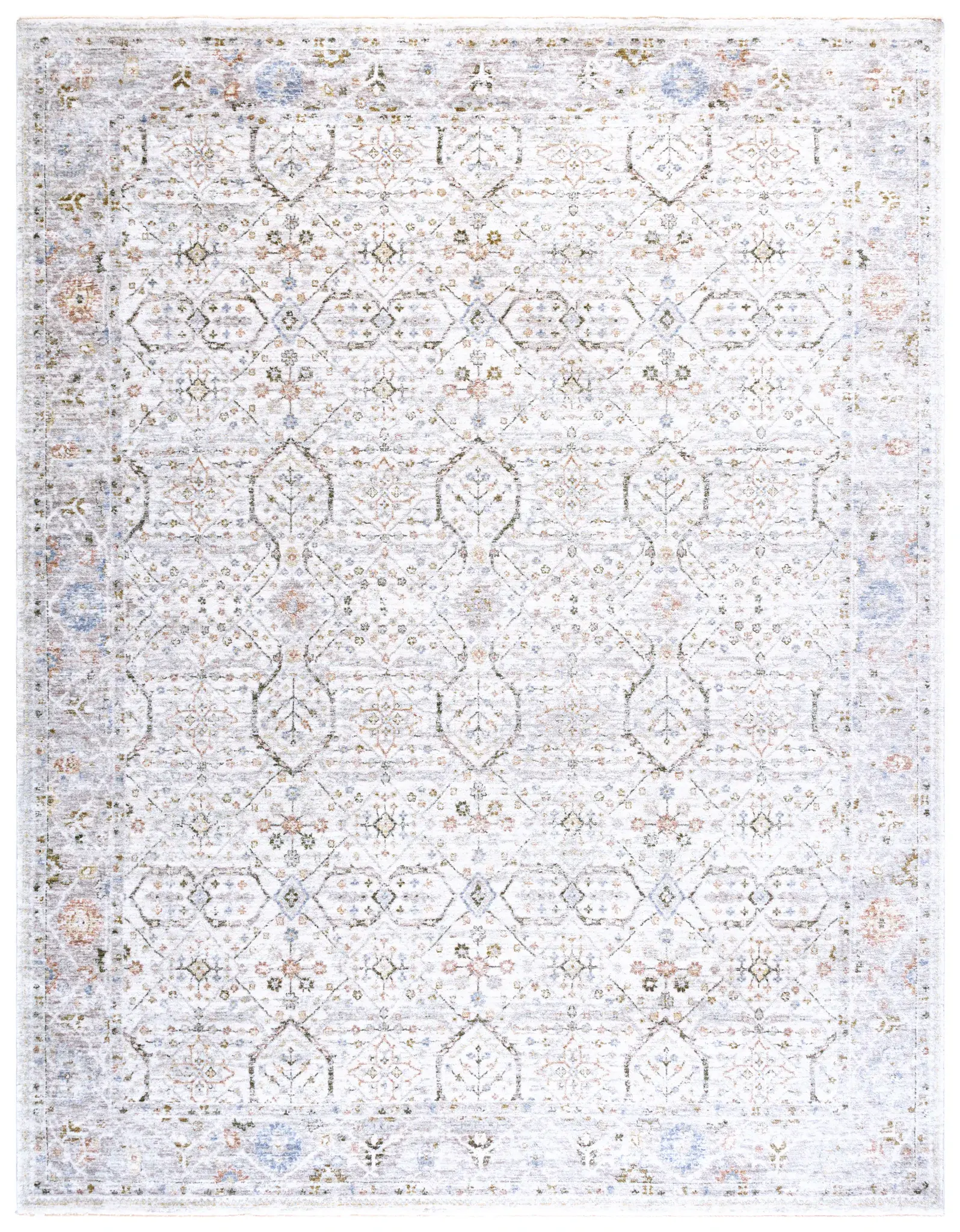 April Faded Floral Border Rug