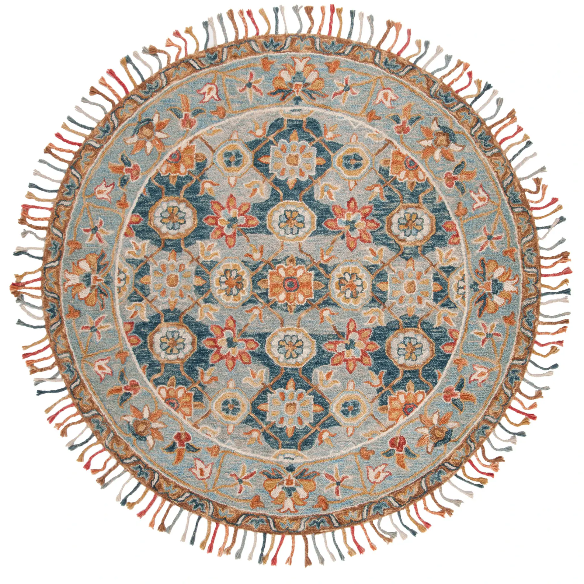 Aspen Floral Lattice Bordered Hand-Tufted Wool Rug