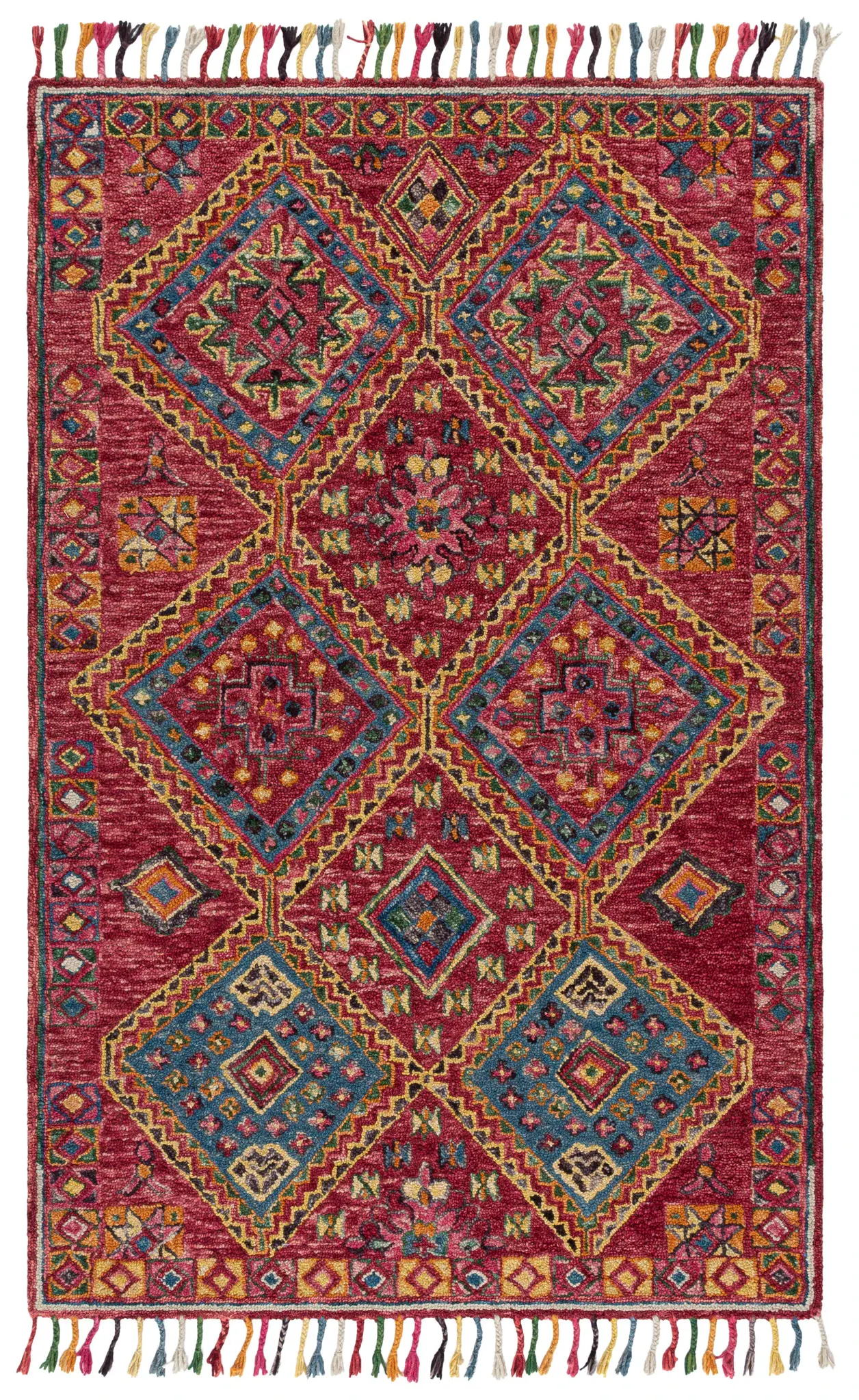 Aspen Tribal Diamond Bordered Hand-Tufted Wool Rug