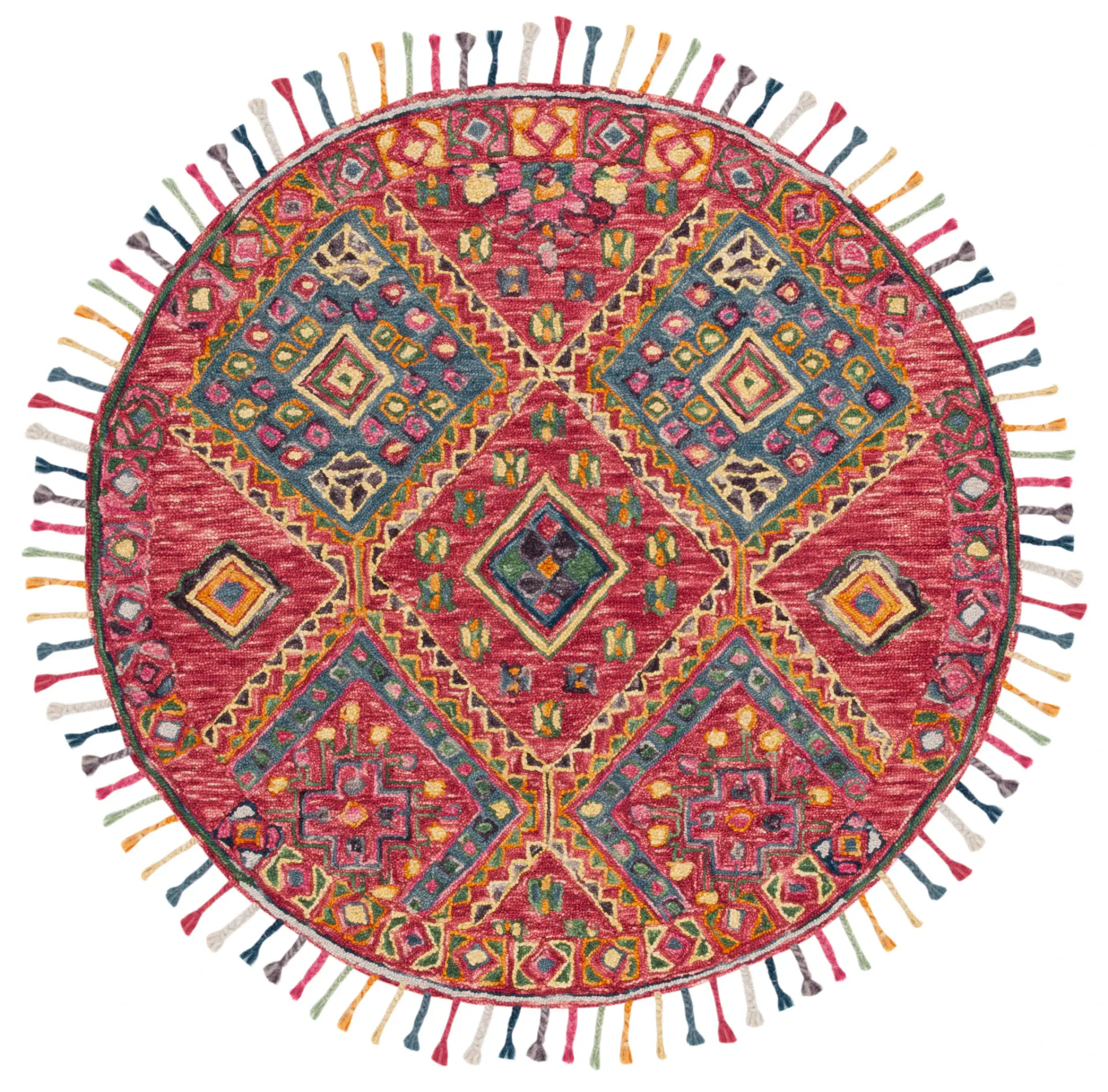 Aspen Tribal Diamond Bordered Hand-Tufted Wool Rug