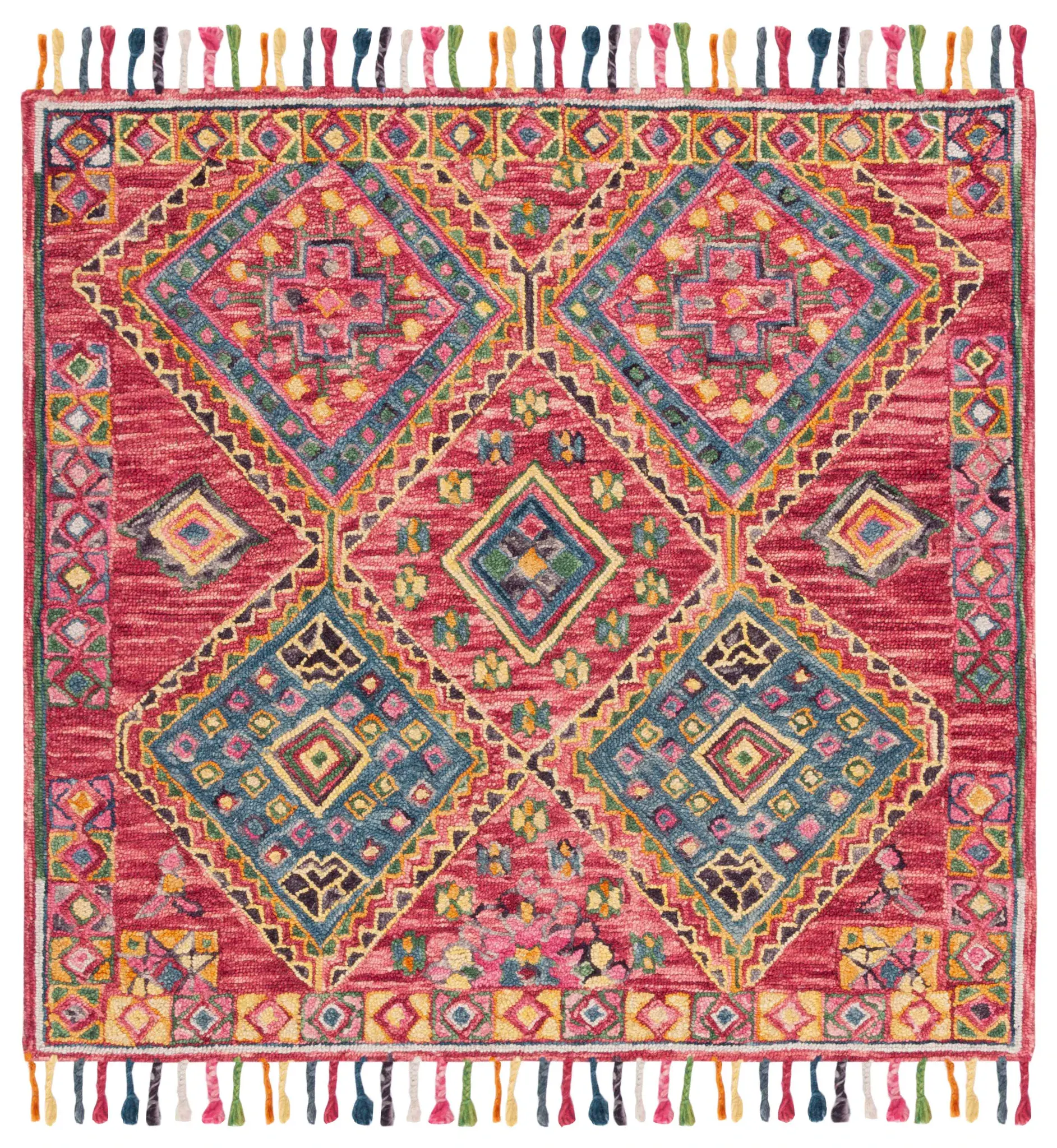 Aspen Tribal Diamond Bordered Hand-Tufted Wool Rug