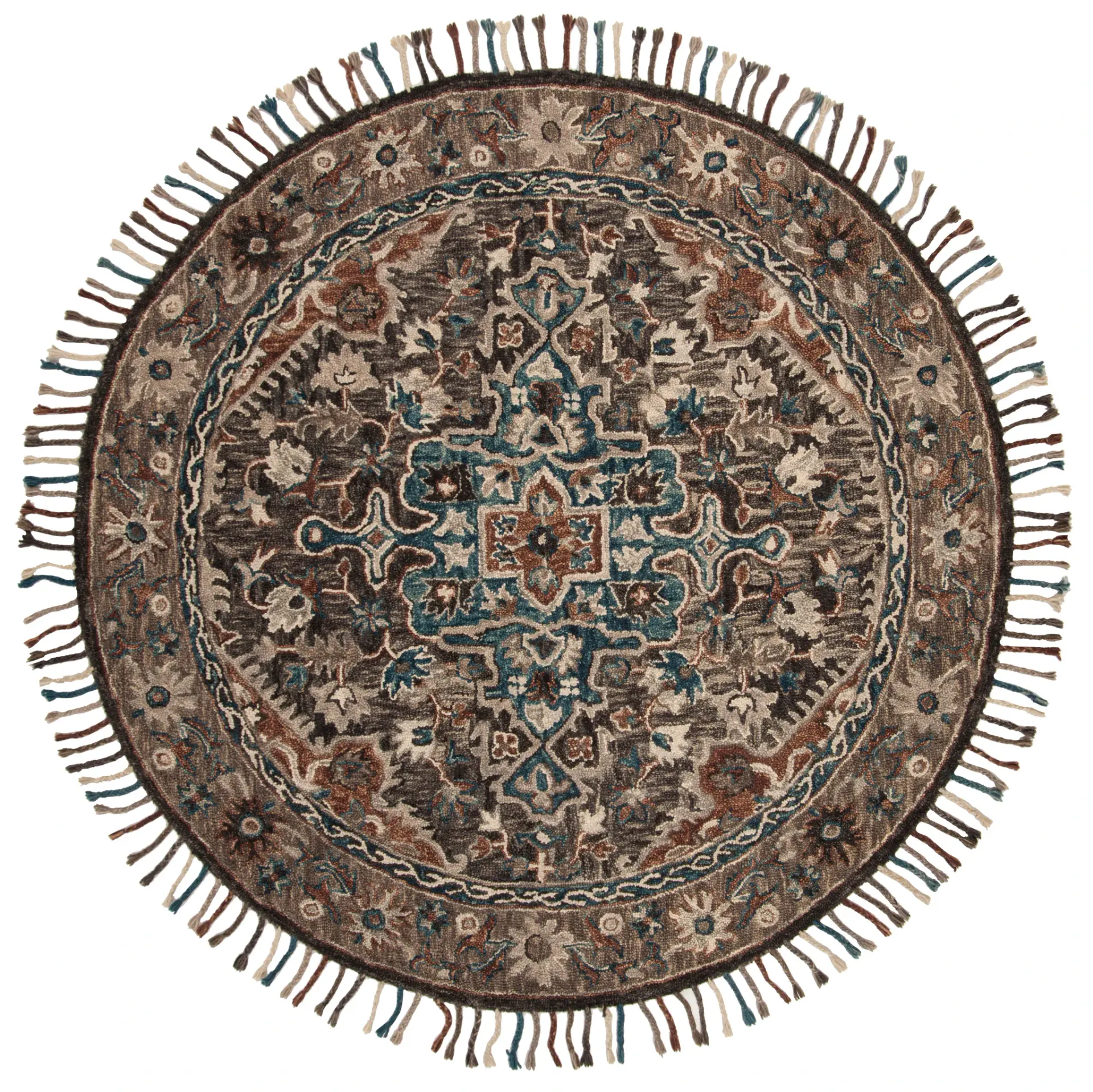 Aspen Medallion Fringe Hand-Tufted Wool Rug
