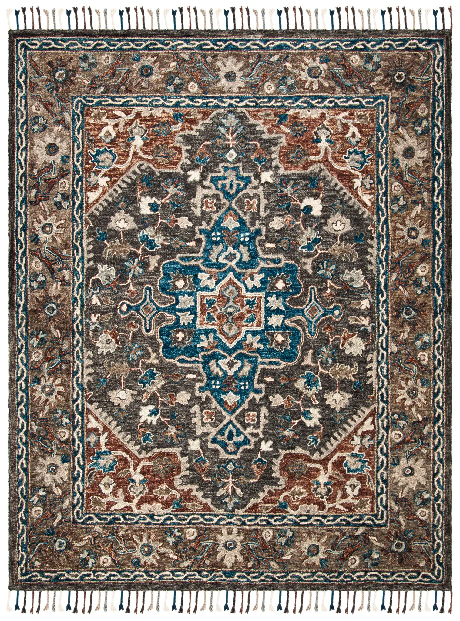 Aspen Medallion Fringe Hand-Tufted Wool Rug