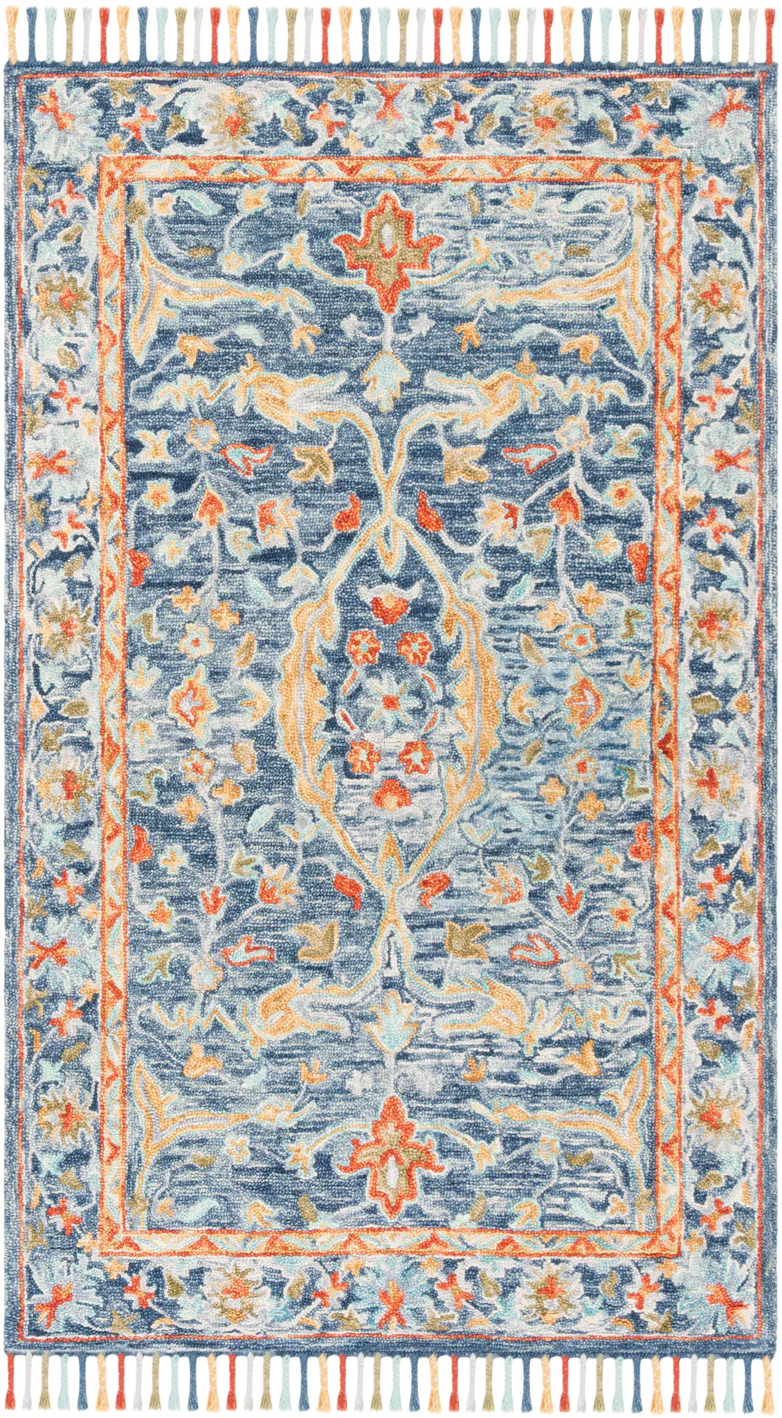 Aspen Floral Border Hand-Tufted Wool Rug