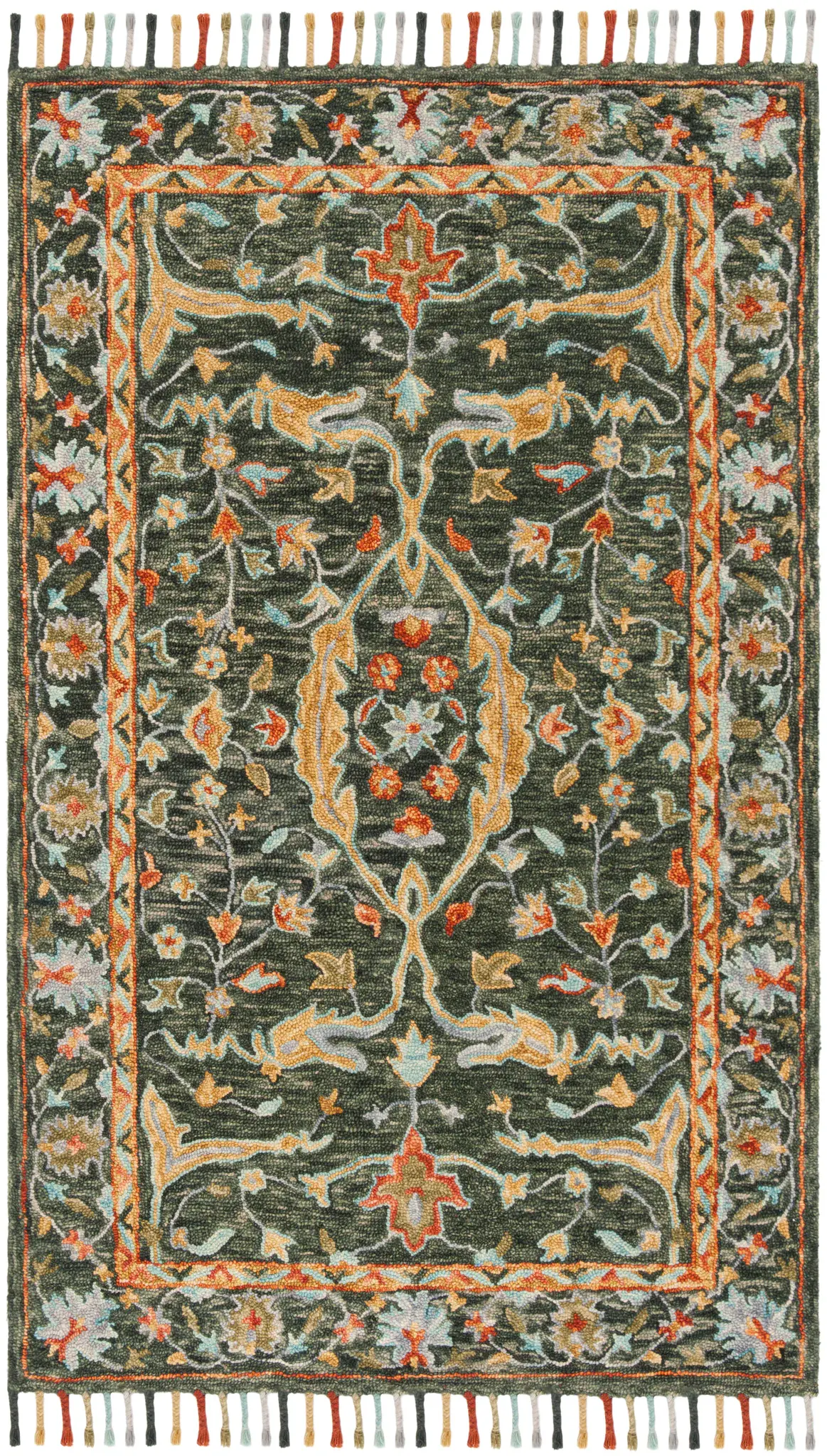 Aspen Floral Border Hand-Tufted Wool Rug