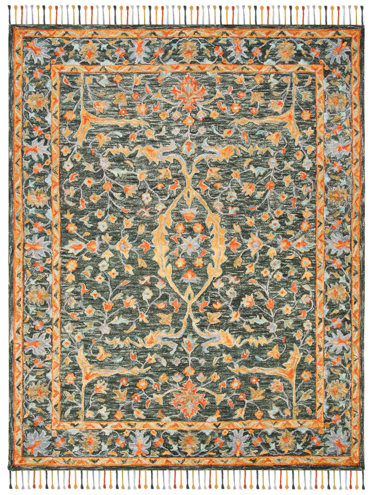 Aspen Floral Border Hand-Tufted Wool Rug