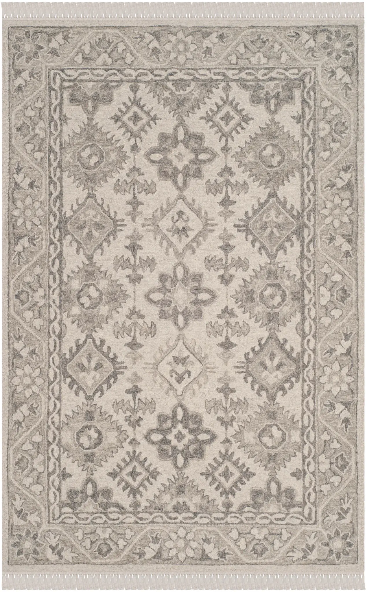 Aspen Geometric Border Hand-Tufted Wool Rug