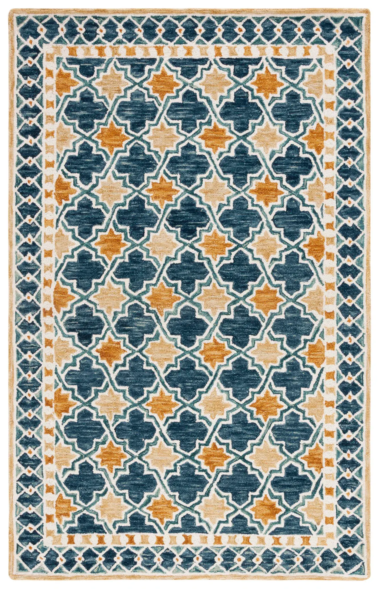 Aspen Trellis Bordered Hand-Tufted Wool Rug