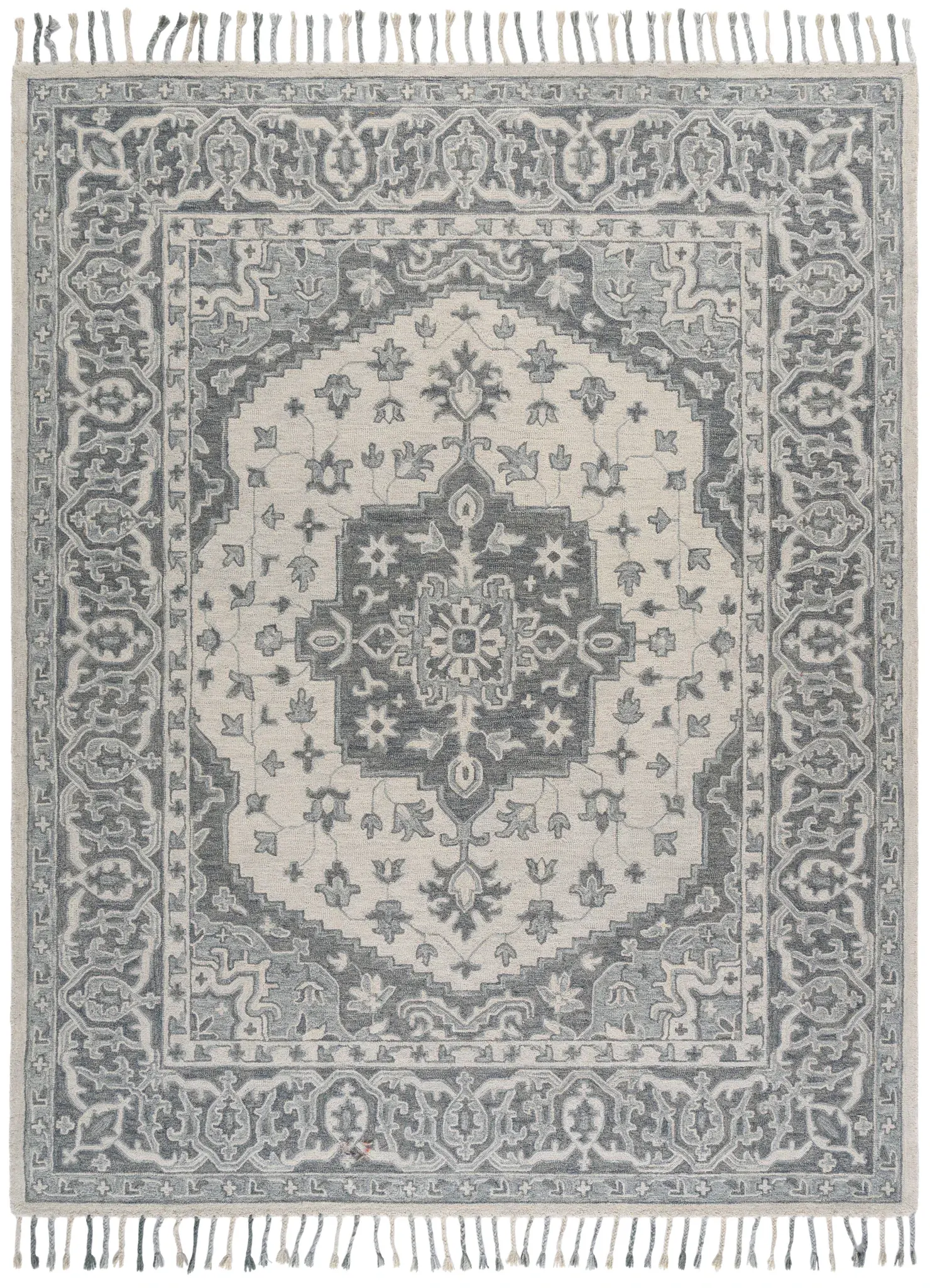 Aspen Traditional Stepped Medallion Hand-Tufted Wool Rug