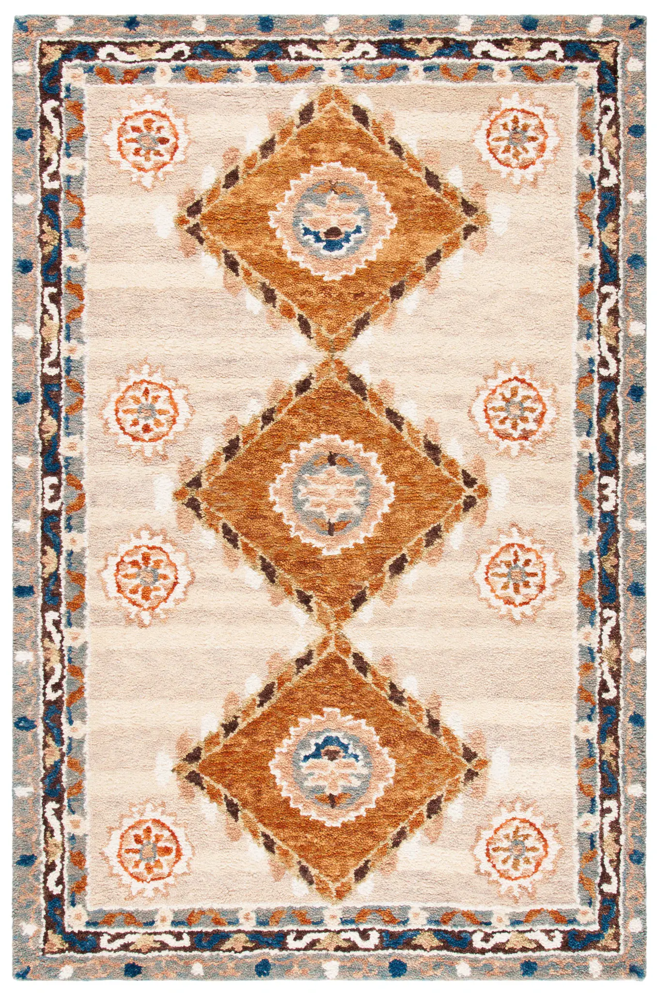 Aspen Diamond Trellis Bordered Hand-Tufted Wool Rug
