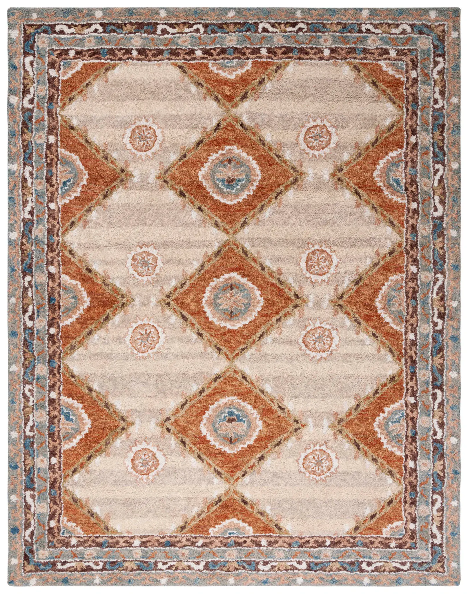 Aspen Diamond Trellis Bordered Hand-Tufted Wool Rug