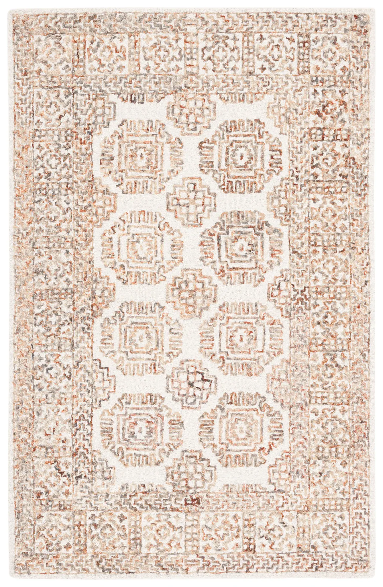 Aspen Geometric Tile Bordered Hand-Tufted Wool Rug
