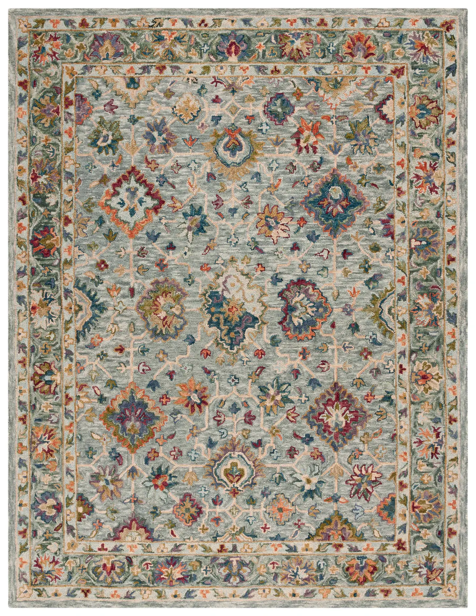 Aspen Medallion Bordered Trellis Hand-Tufted Wool Rug