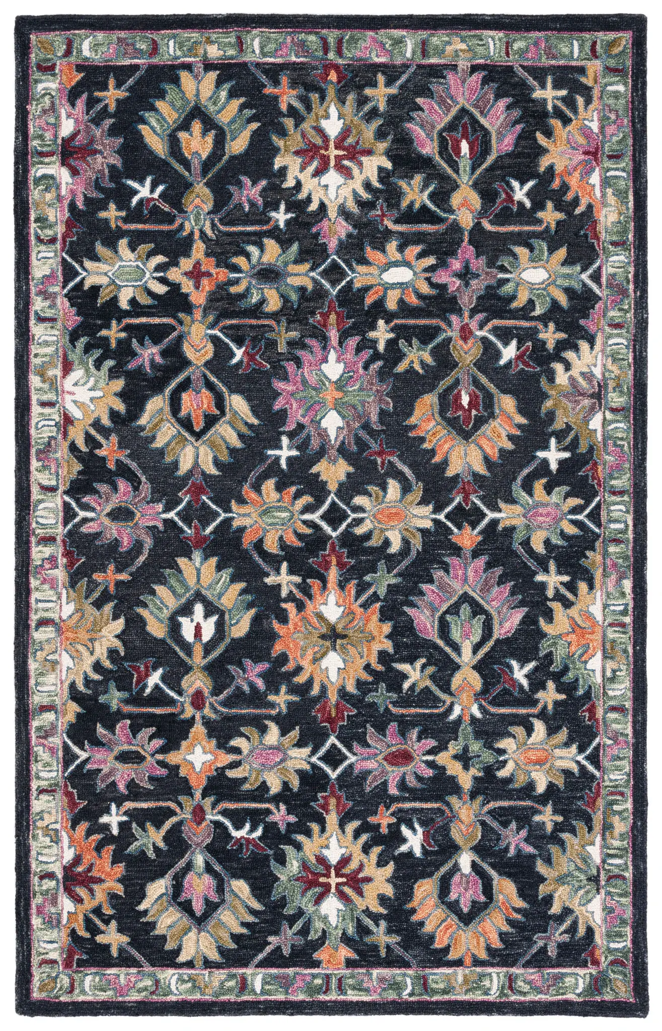Aspen Botanical Diamond Border Hand-Tufted Wool Rug
