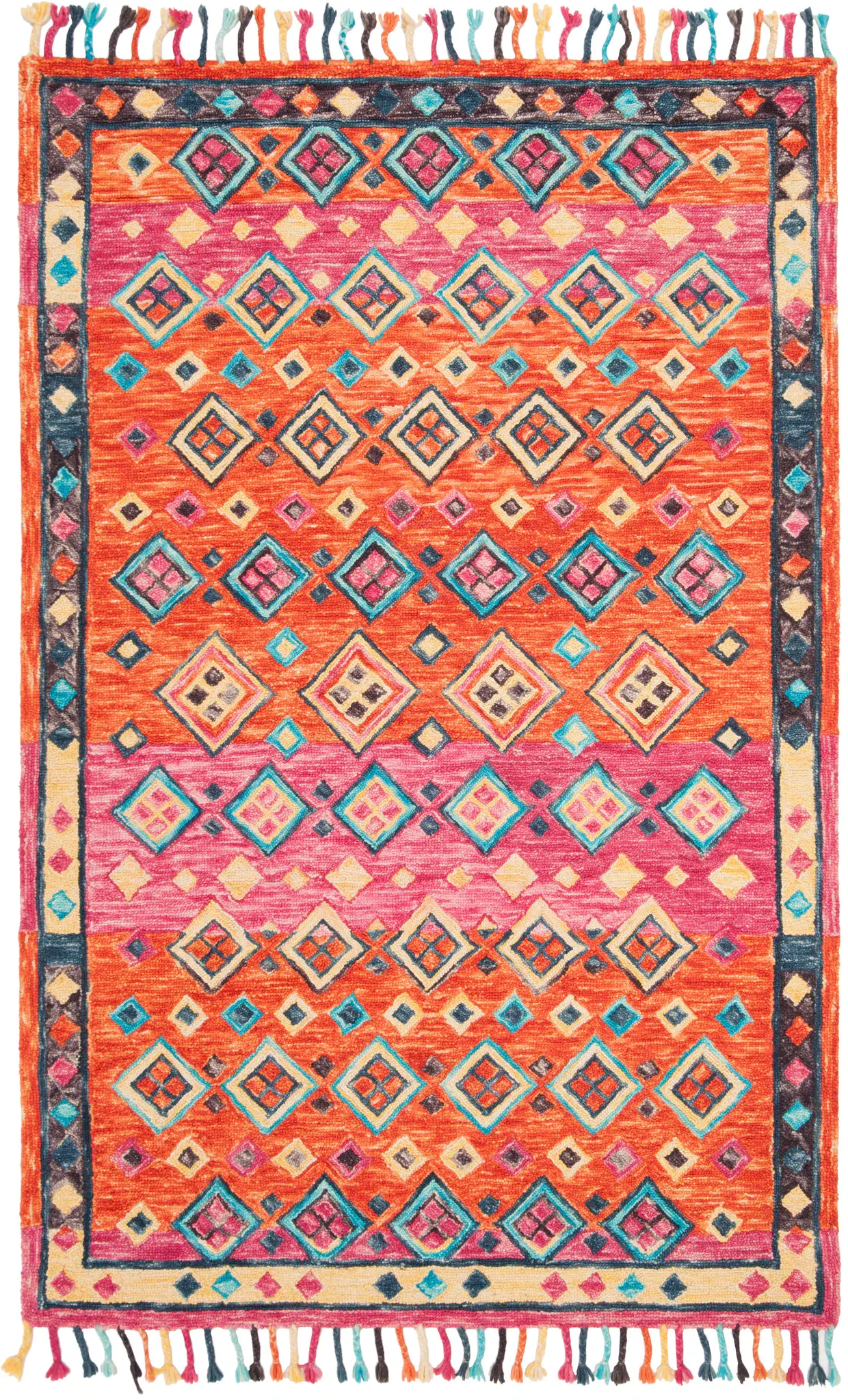 Aspen Diamond Banded Hand-Tufted Wool Rug
