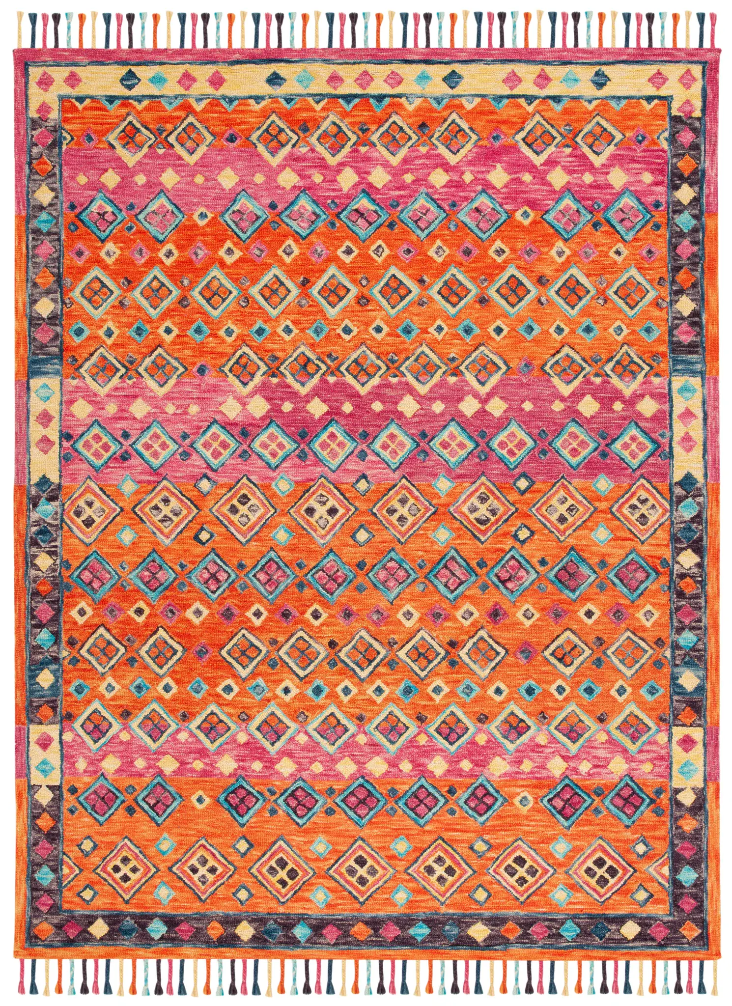 Aspen Diamond Banded Hand-Tufted Wool Rug
