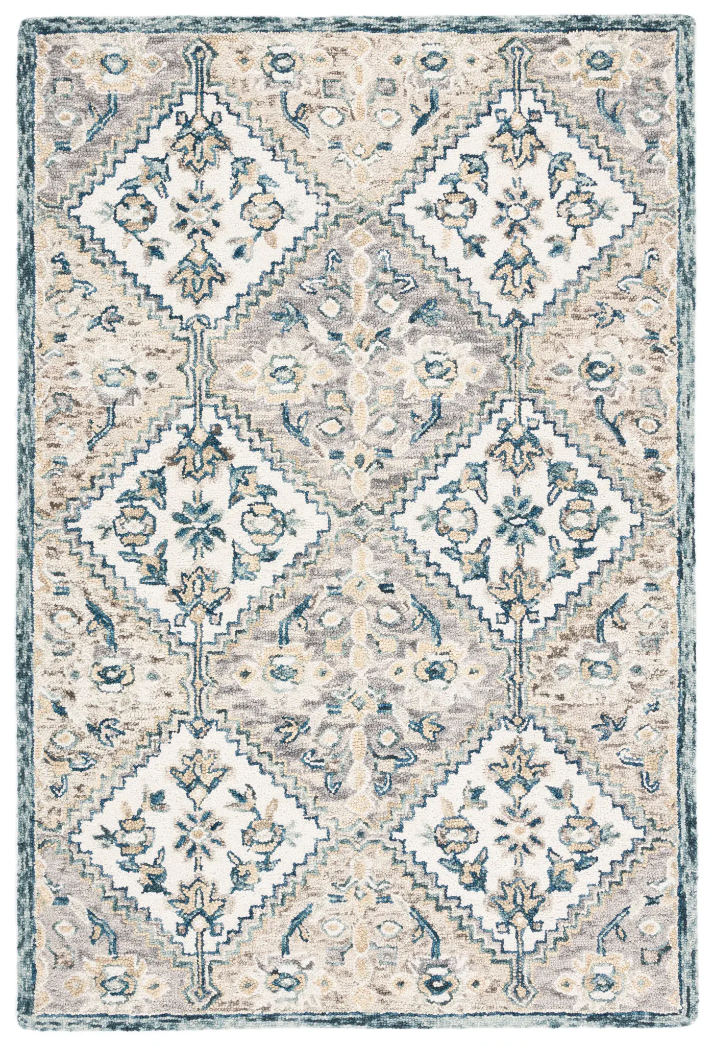 Aspen Floral Diamond Hand-Tufted Wool Rug