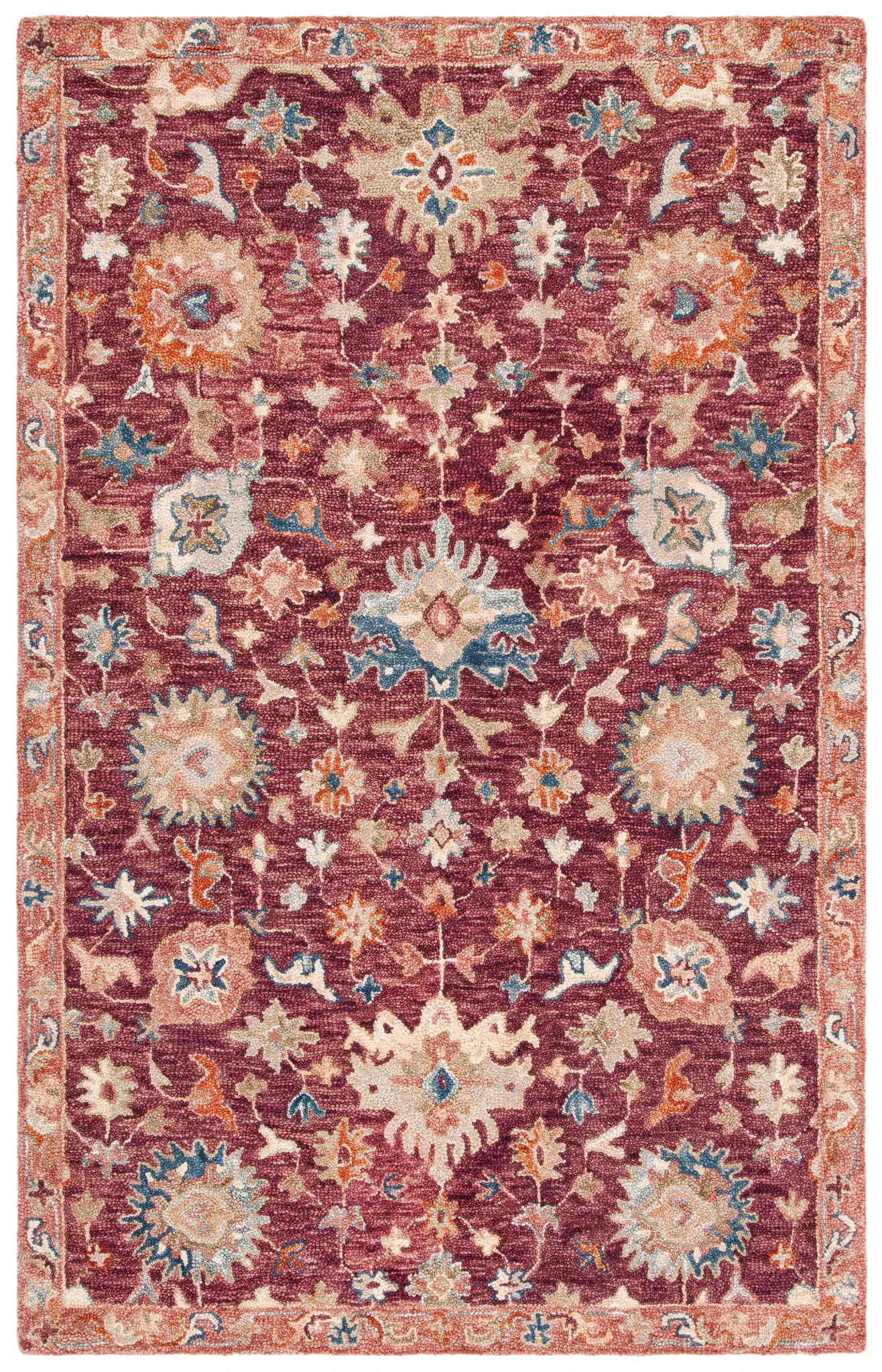 Aspen Floral Bordered Hand-Tufted Wool Rug