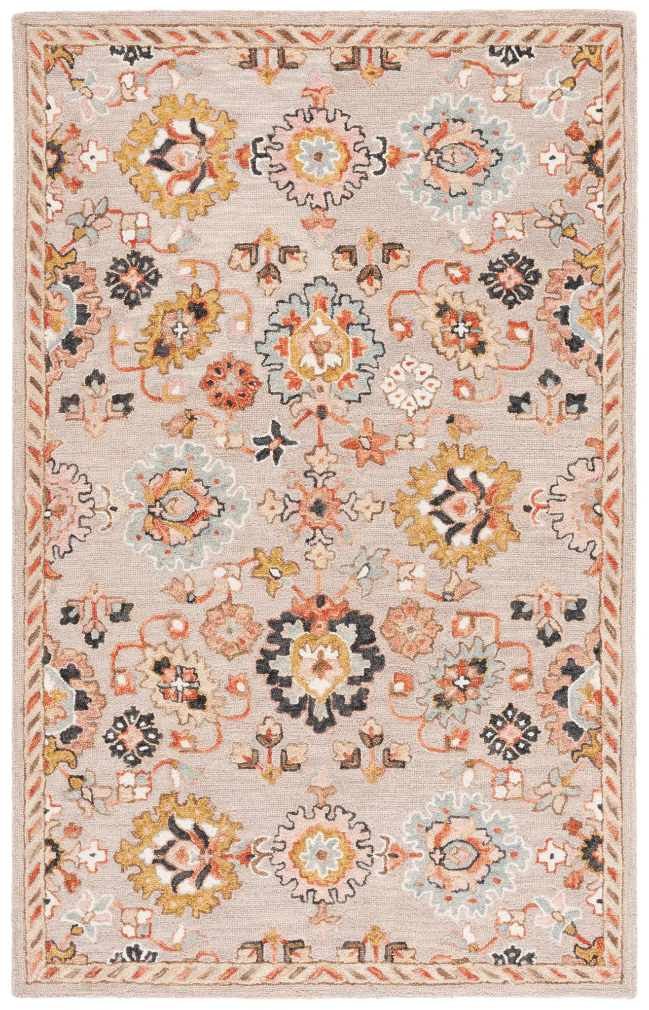 Aspen Palmette Bordered Hand-Tufted Wool Rug