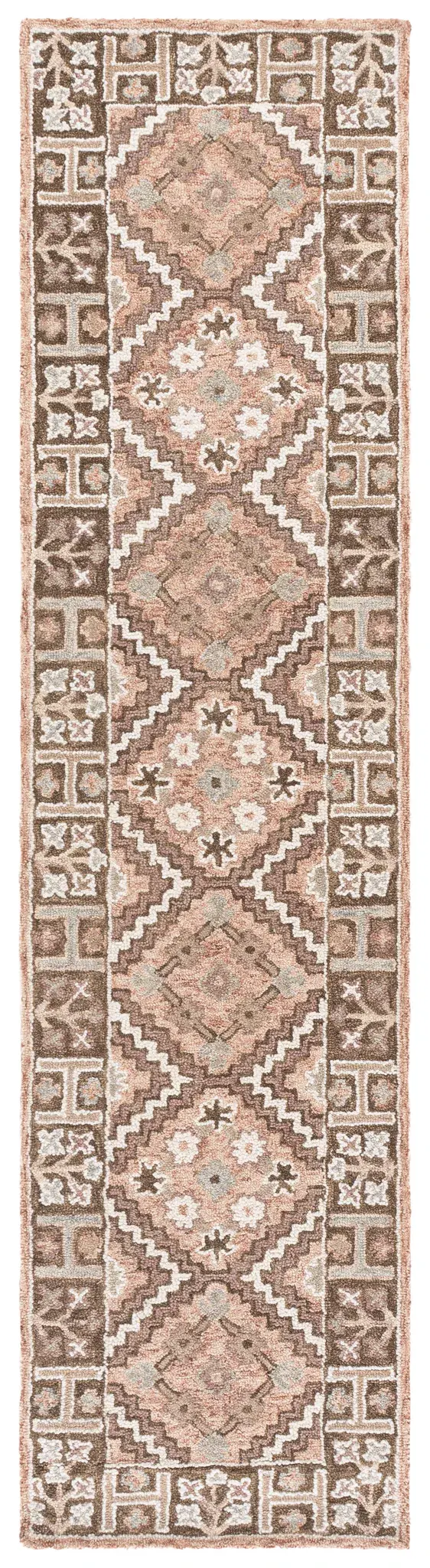 Aspen Diamond Column Bordered Hand-Tufted Wool Rug