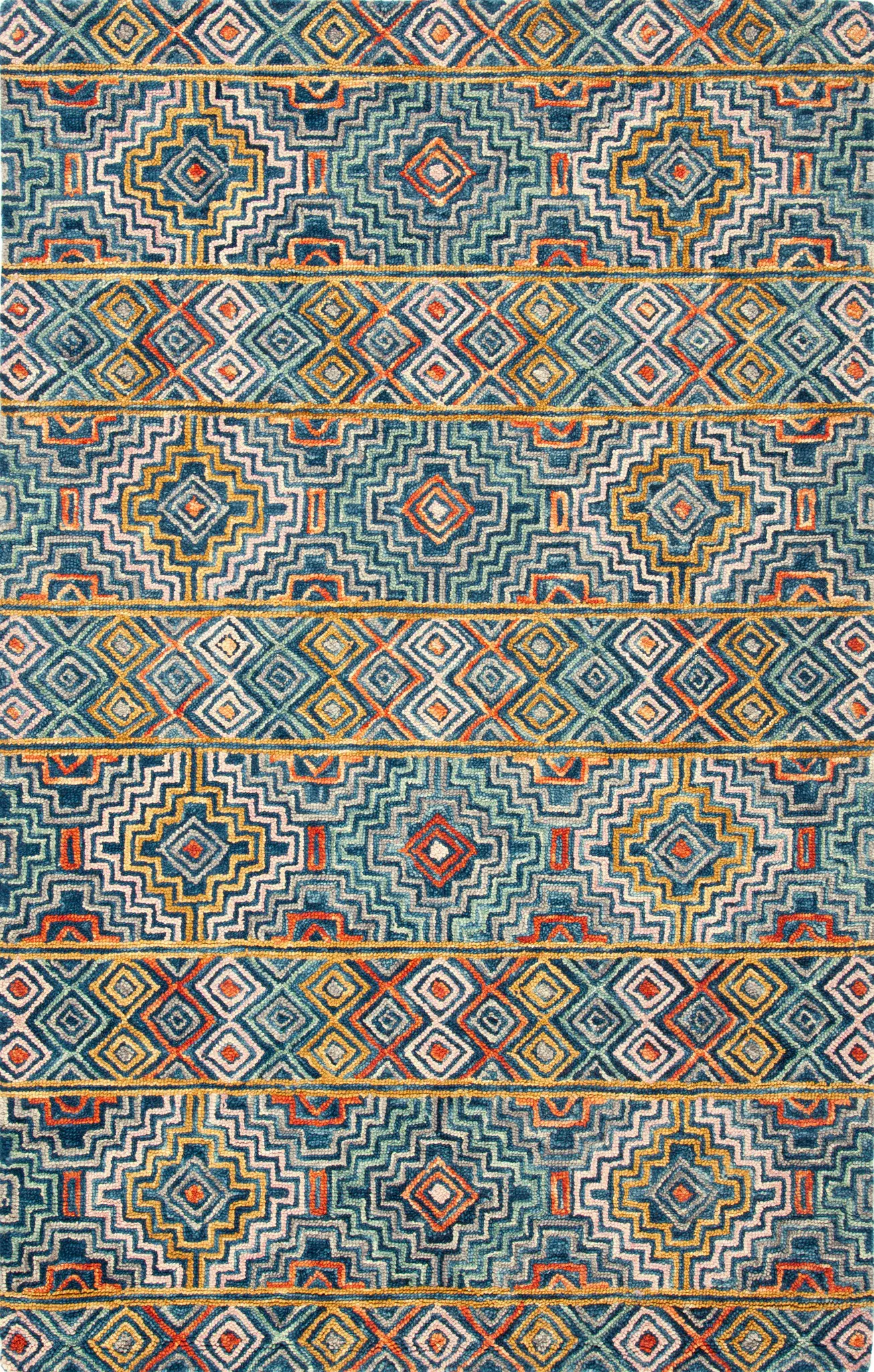 Aspen Banded Geometric Hand-Tufted Wool Rug