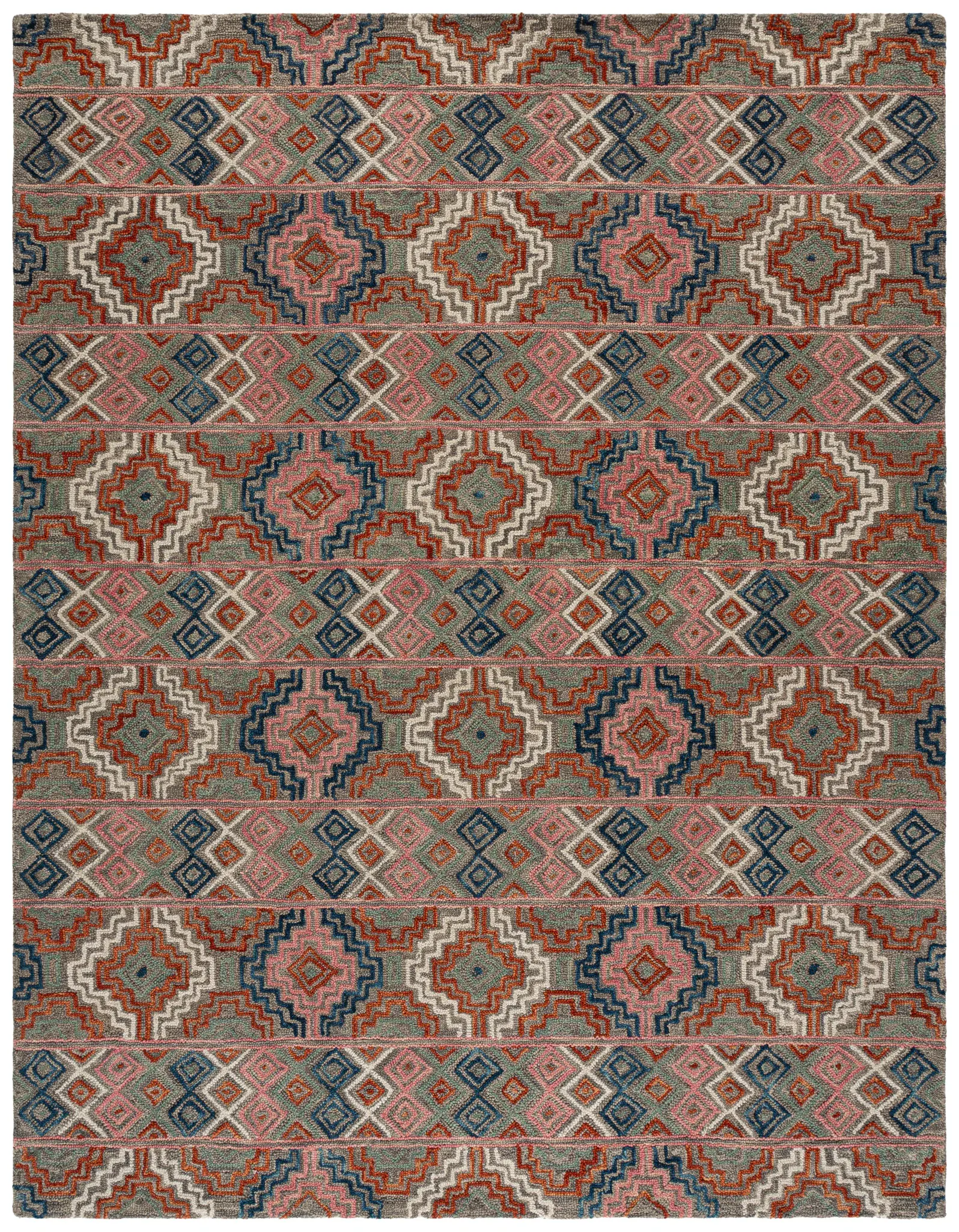 Aspen Banded Diamond Hand-Tufted Wool Rug