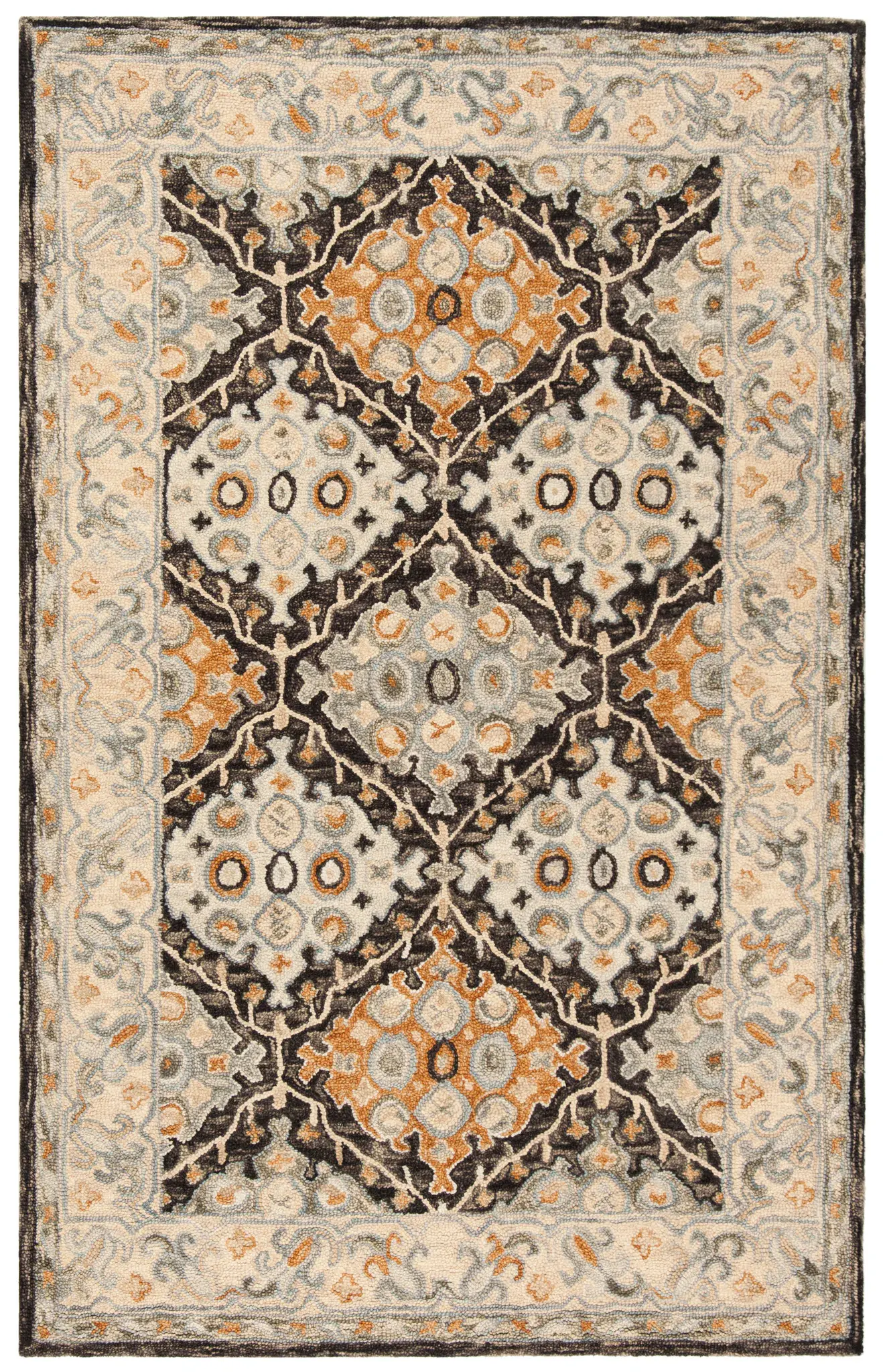 Aspen Ogee Diamond Bordered Hand-Tufted Wool Rug