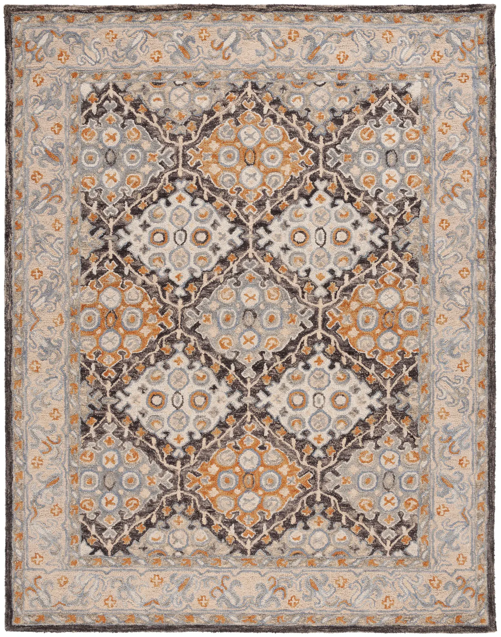 Aspen Ogee Diamond Bordered Hand-Tufted Wool Rug