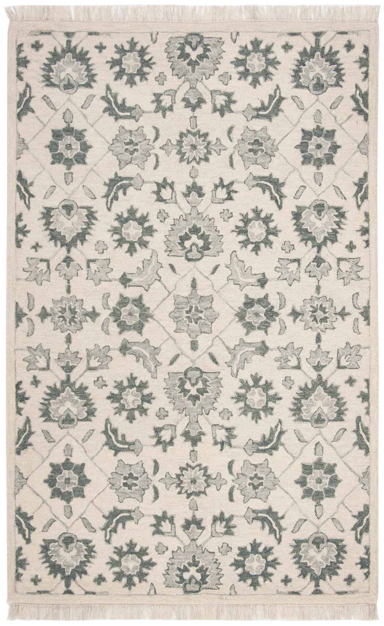 Aspen Fringe Floral Trellis Hand-Tufted Wool Rug