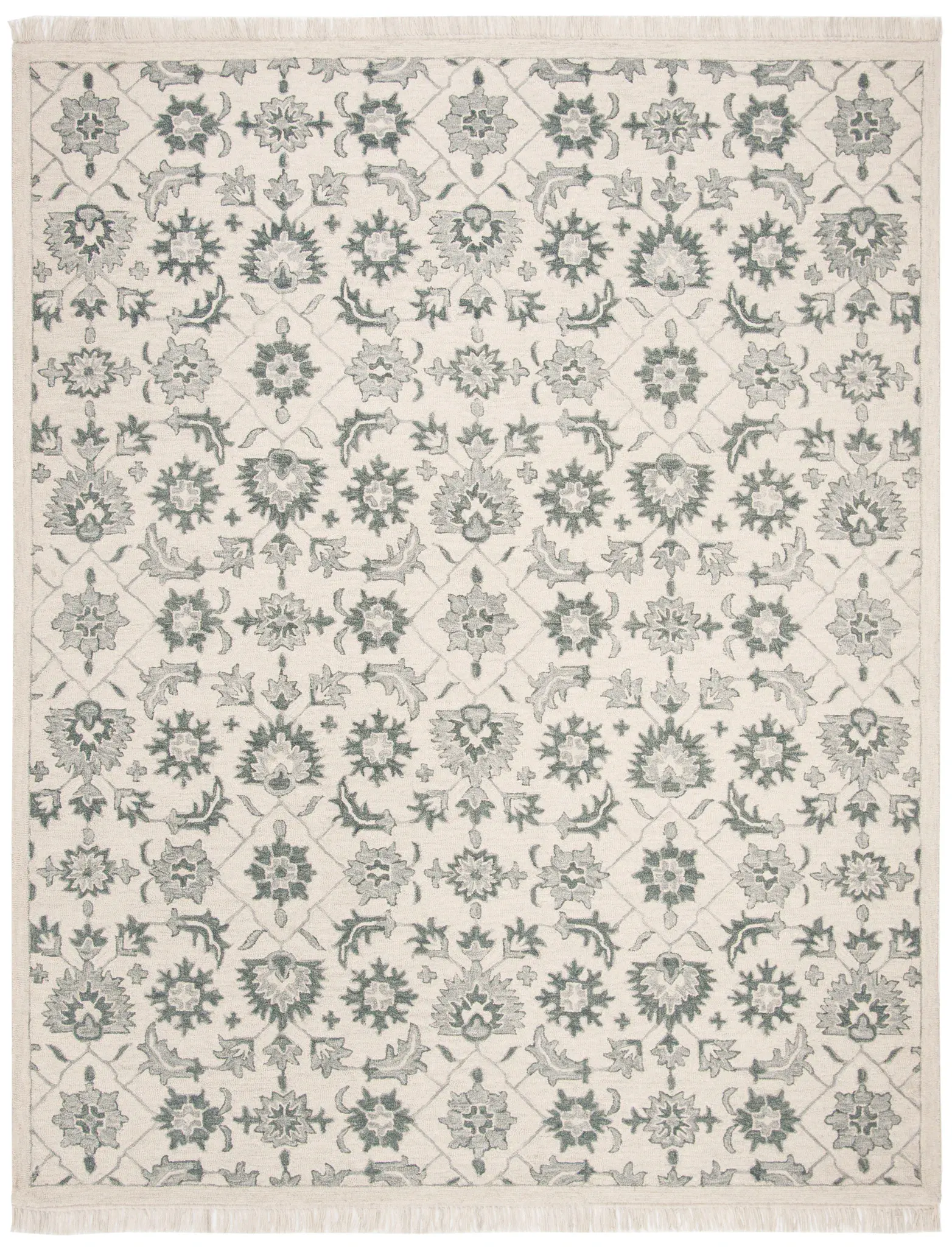 Aspen Fringe Floral Trellis Hand-Tufted Wool Rug