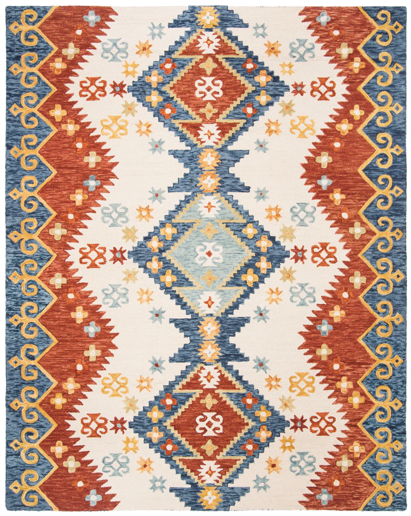 Aspen Tribal Diamond Column Hand-Tufted Wool Rug