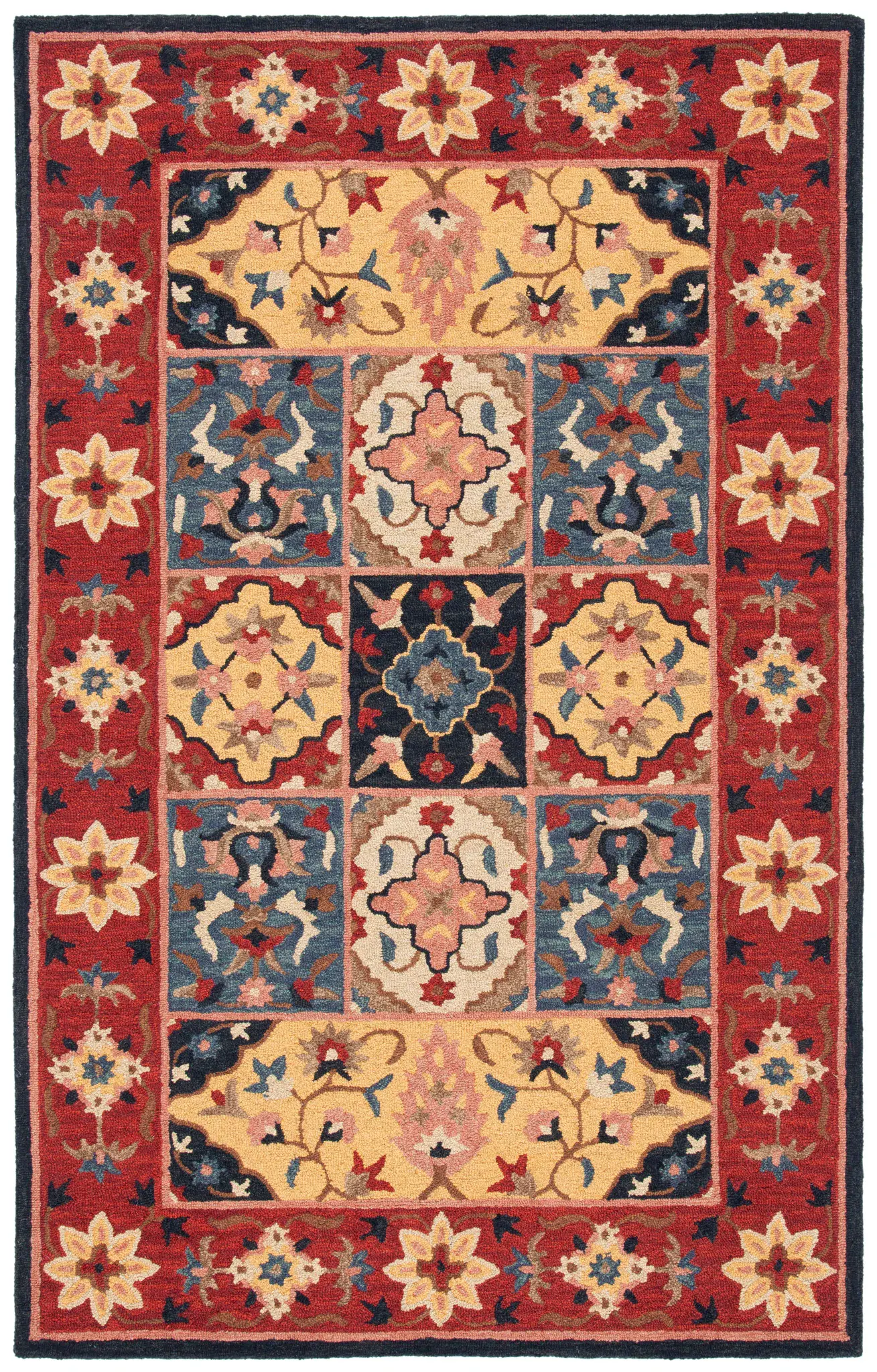 Aspen Paneled Floral Hand-Tufted Wool Rug