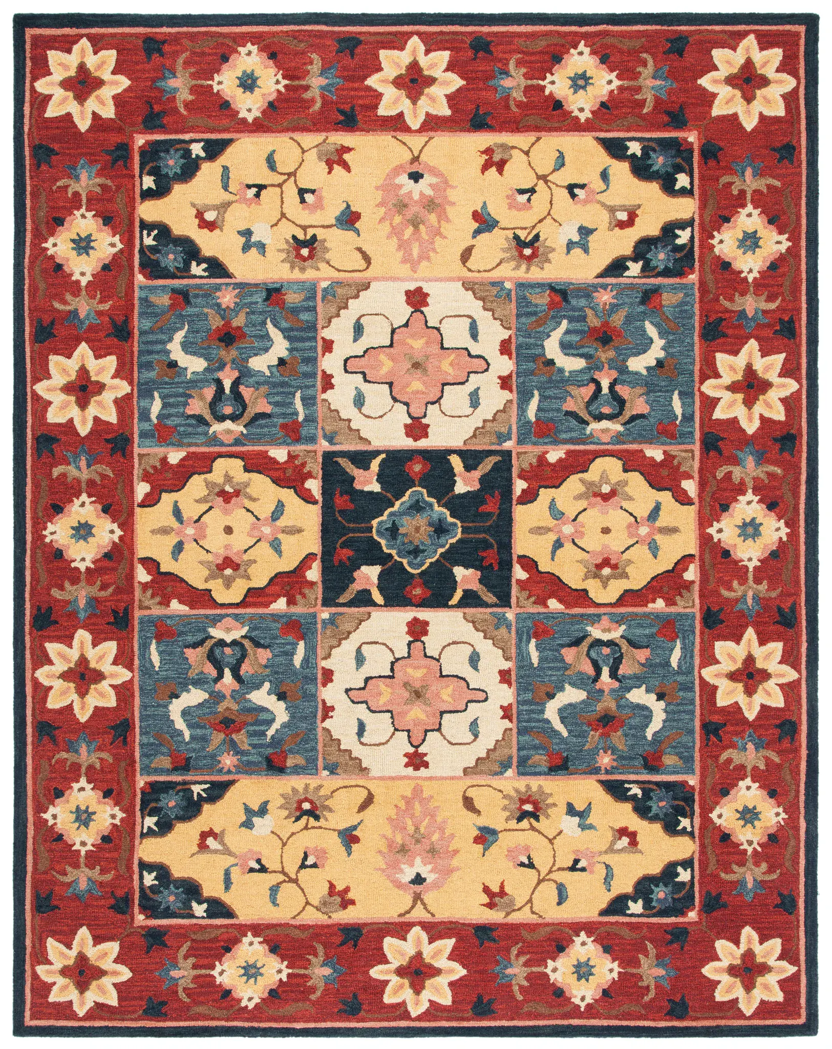 Aspen Paneled Floral Hand-Tufted Wool Rug