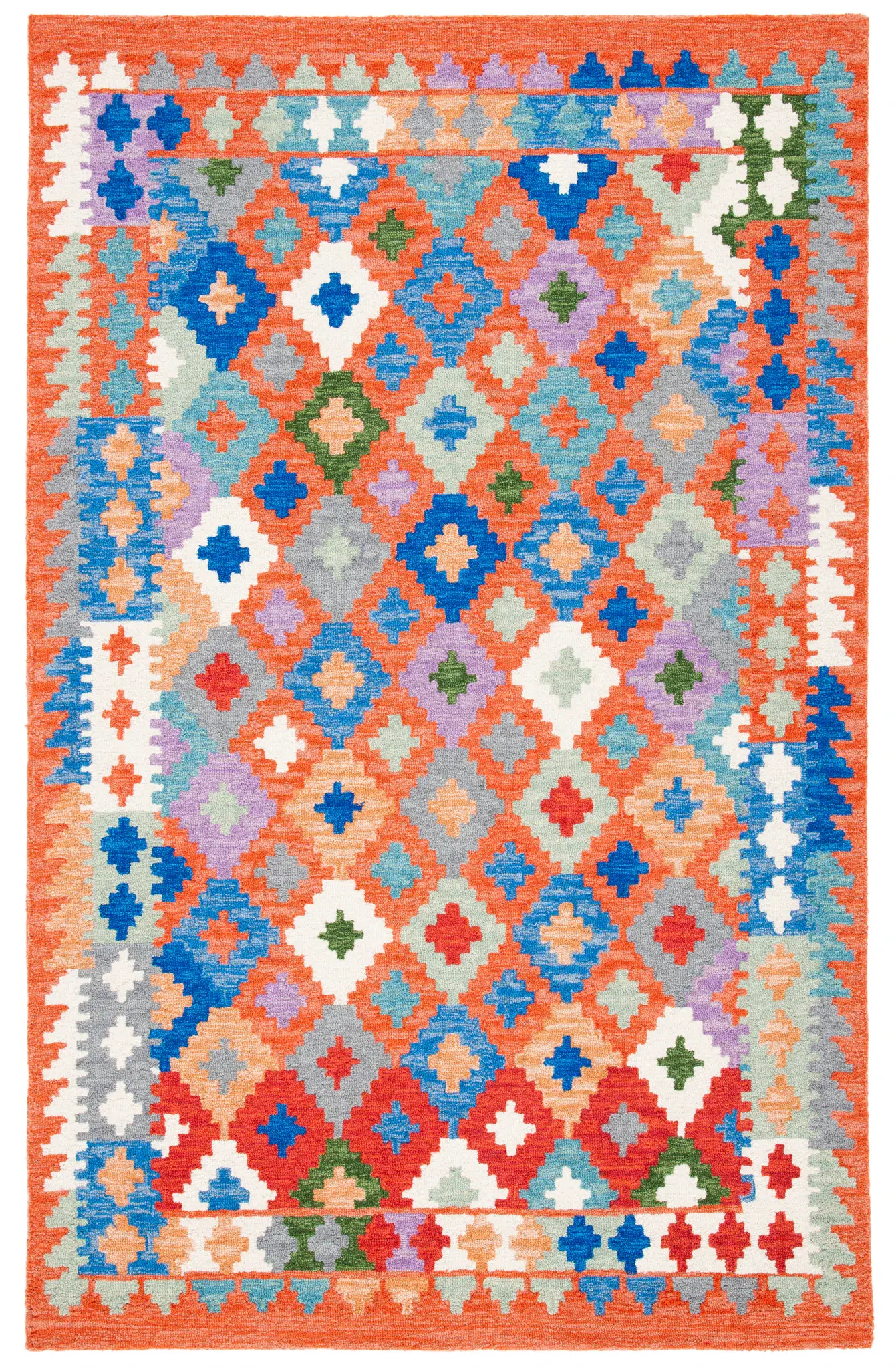 Aspen Diamond Tile Bordered Hand-Tufted Wool Rug