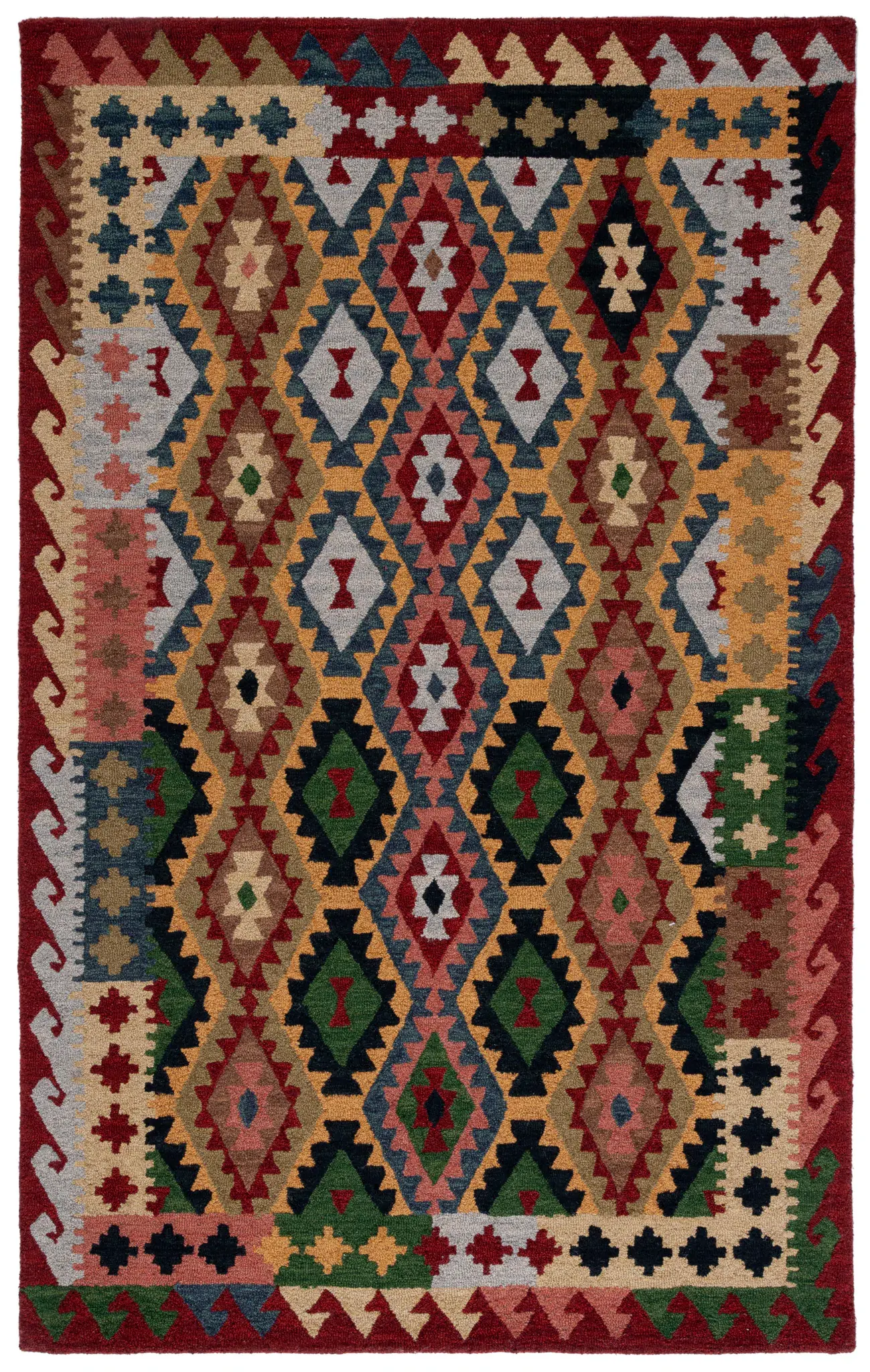 Aspen Southwestern Diamond Bordered Hand-Tufted Wool Rug