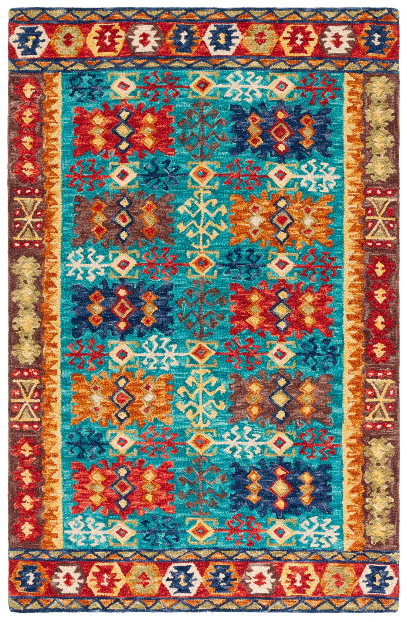 Aspen Tribal Bordered Hand-Tufted Wool Rug