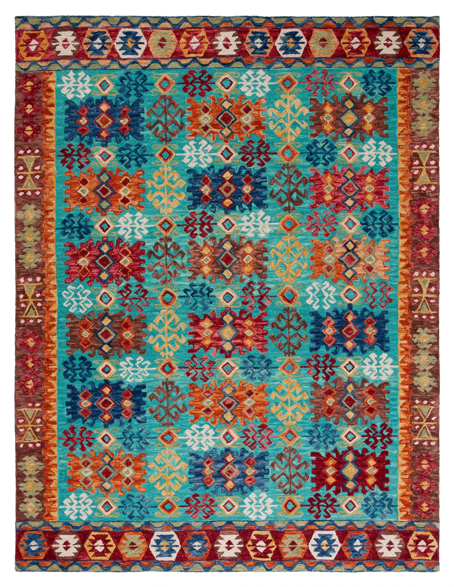 Aspen Tribal Bordered Hand-Tufted Wool Rug
