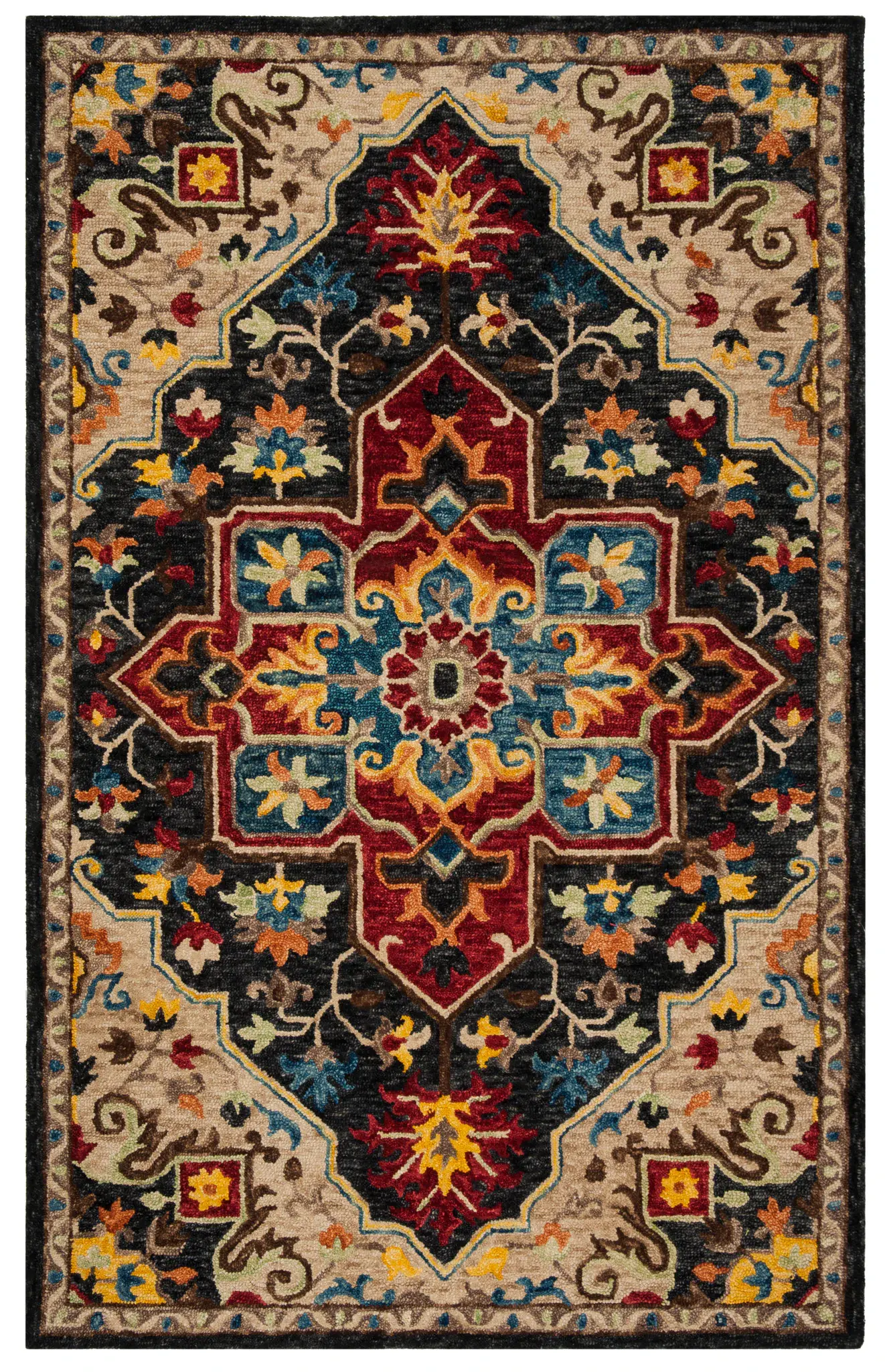 Aspen Tribal Stepped Medallion Hand-Tufted Wool Rug